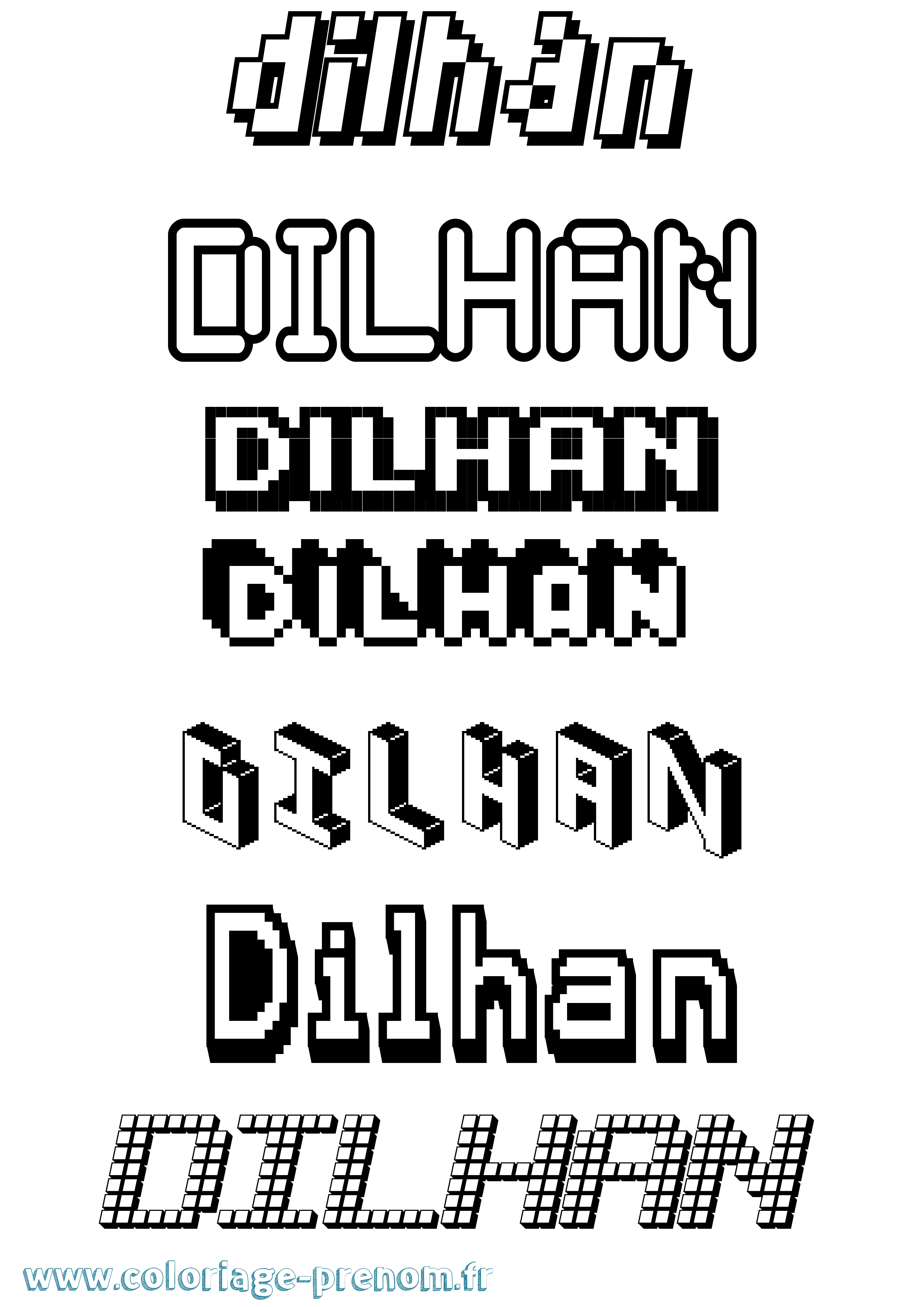 Coloriage Dilhan Pixel Coloriage prénom Dilhan Pixel