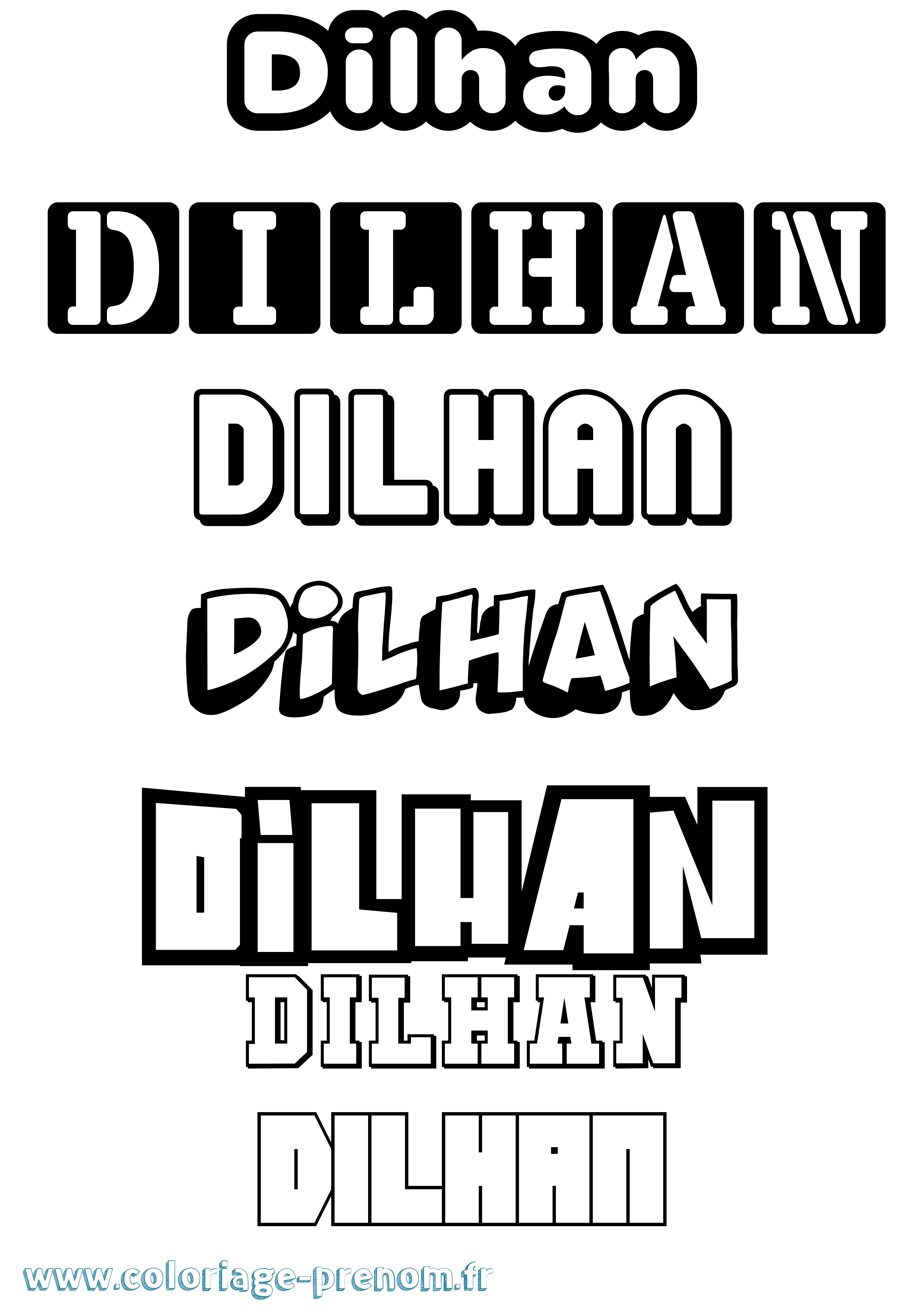 Coloriage Dilhan Simple Coloriage prénom Dilhan Simple