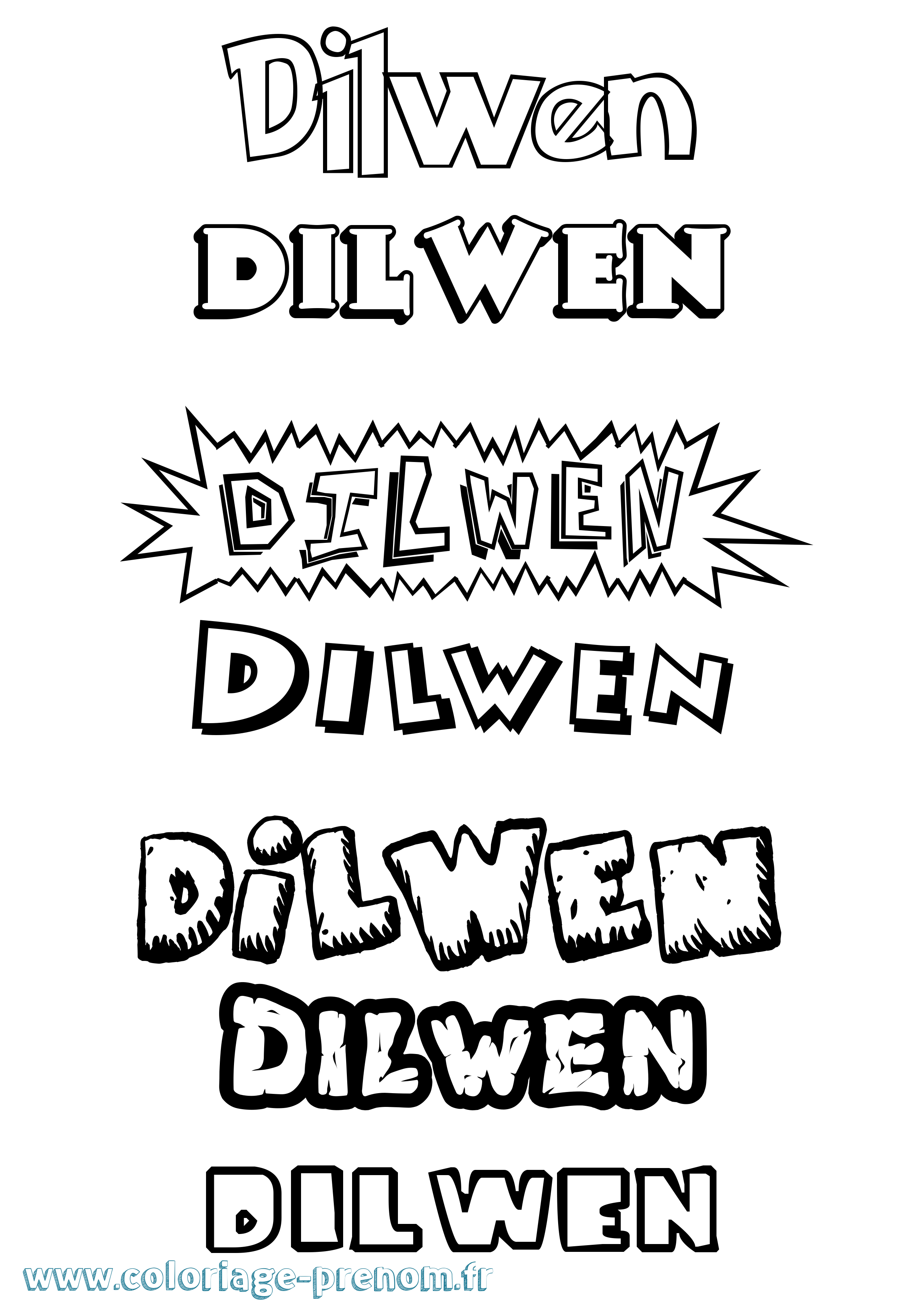 Coloriage Dilwen Dessin Animé Coloriage prénom Dilwen Dessin Animé