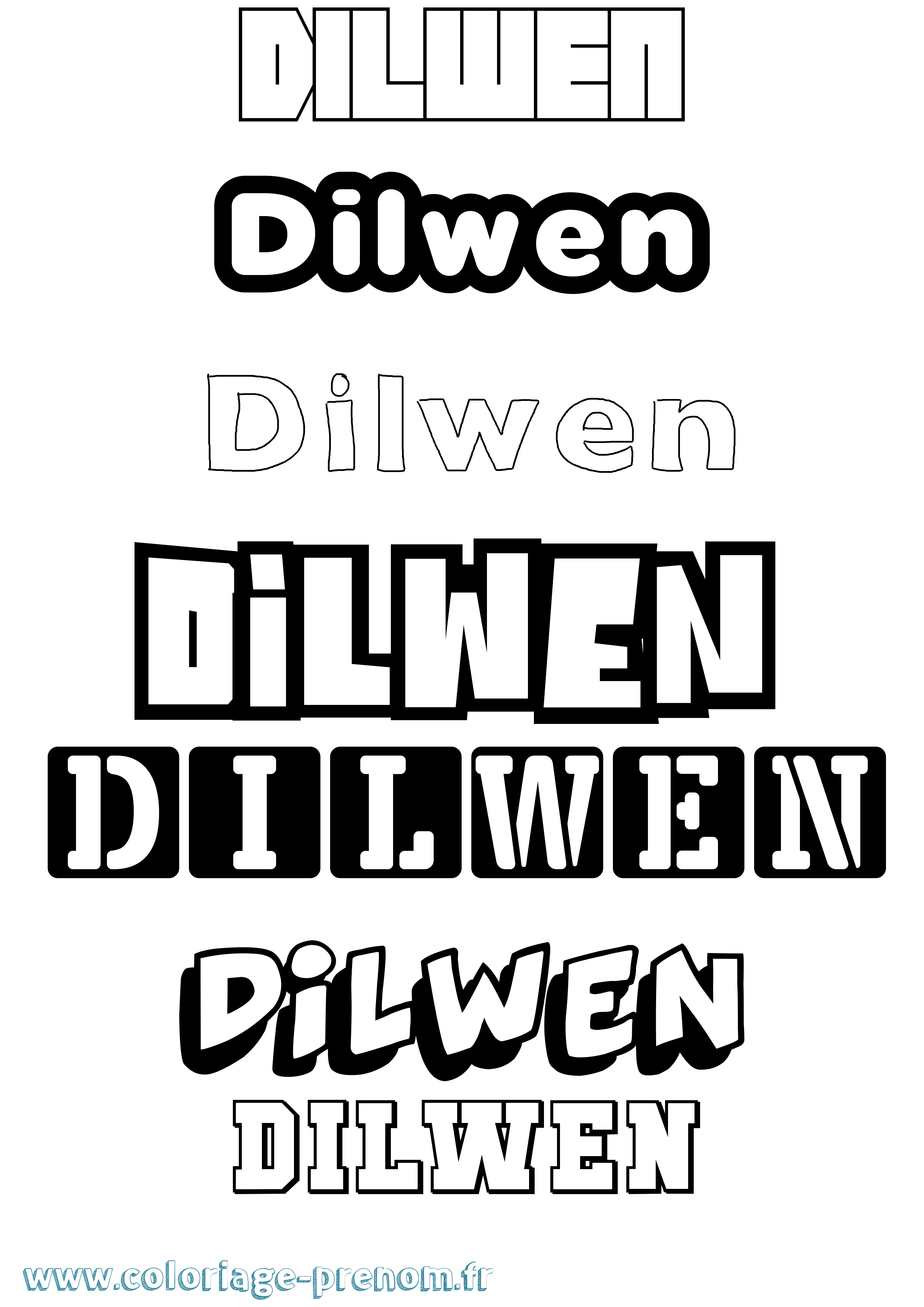 Coloriage Dilwen Simple Coloriage prénom Dilwen Simple