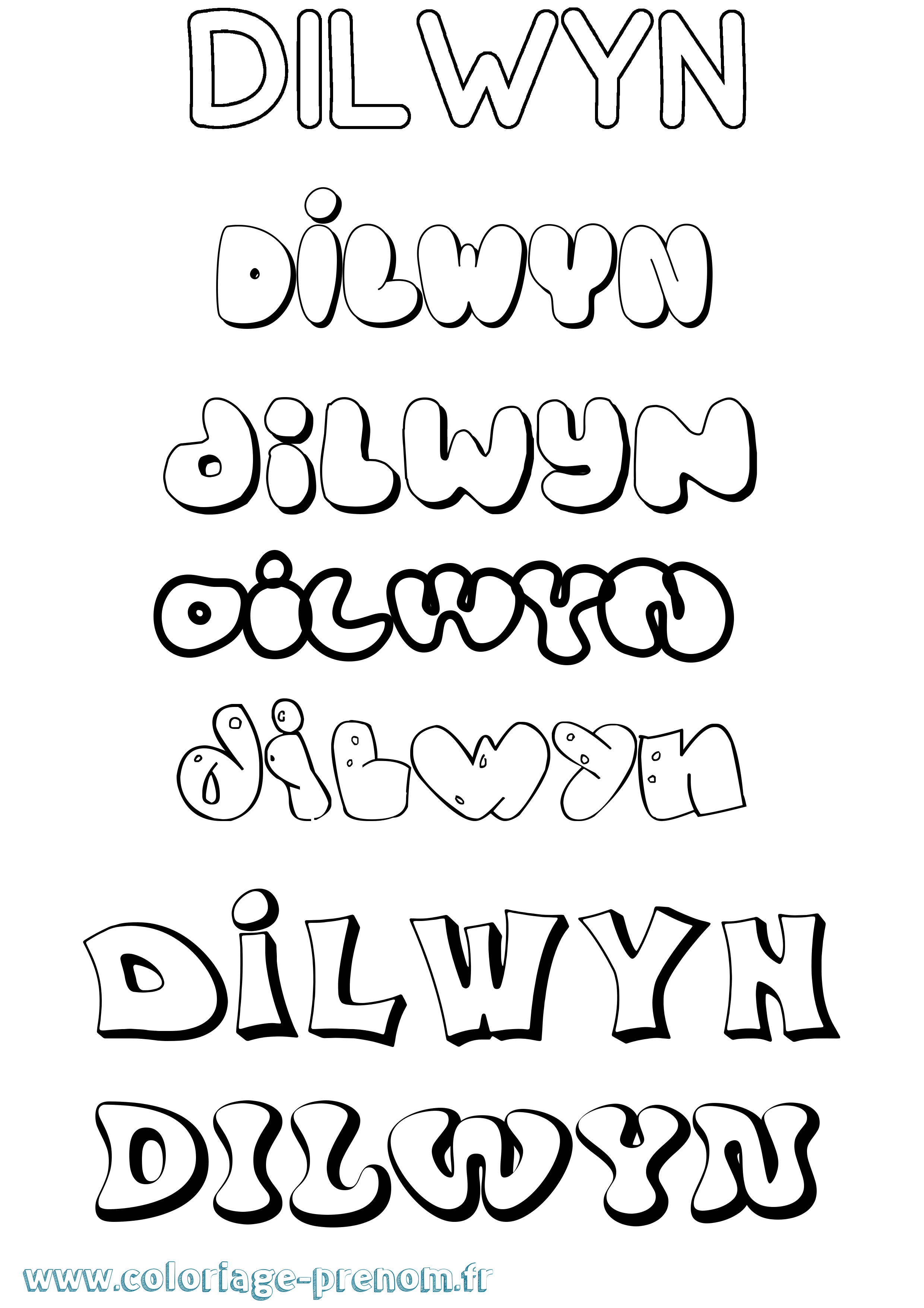 Coloriage Dilwyn Bubble Coloriage prénom Dilwyn Bubble