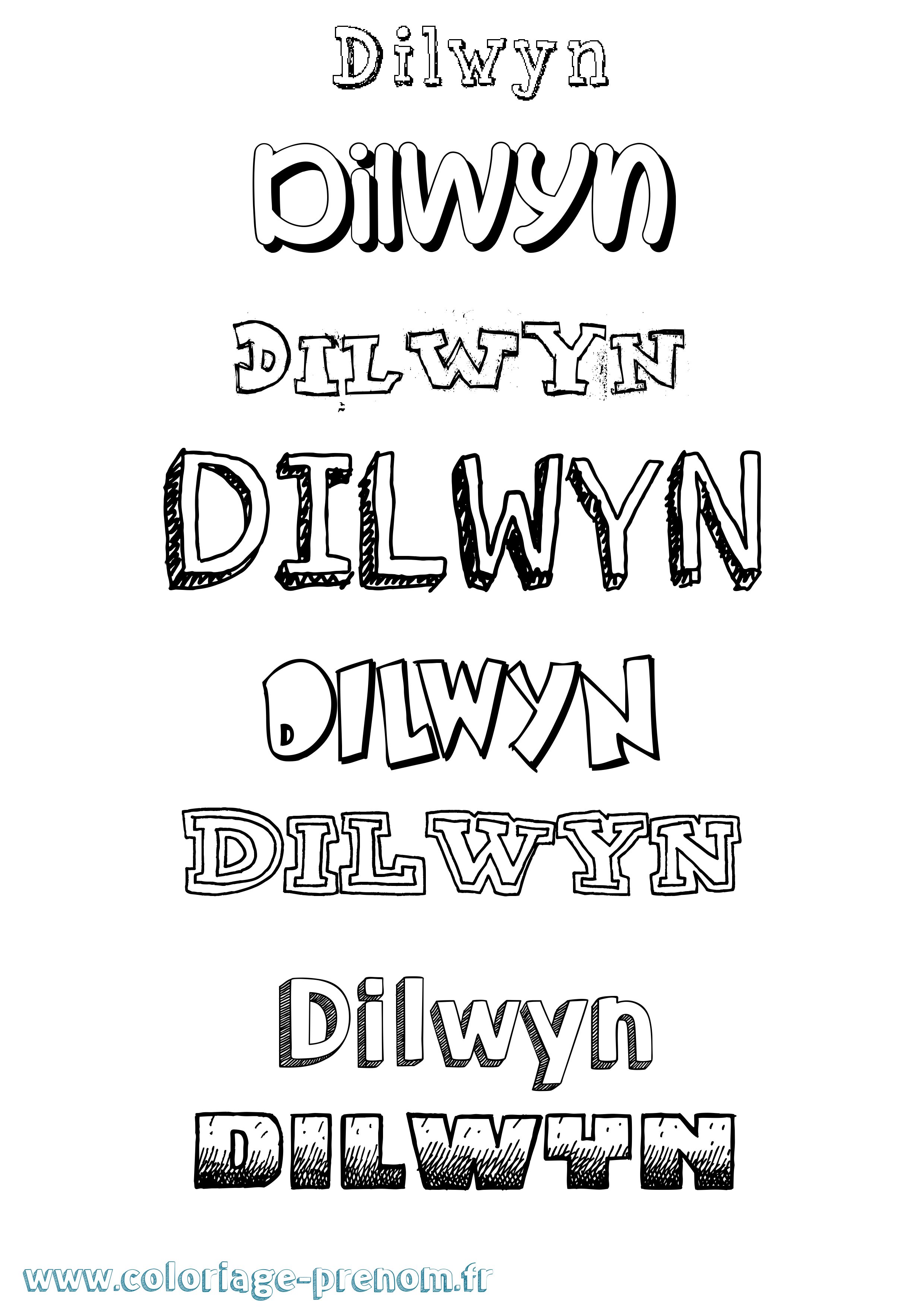 Coloriage Dilwyn Dessiné Coloriage prénom Dilwyn Dessiné