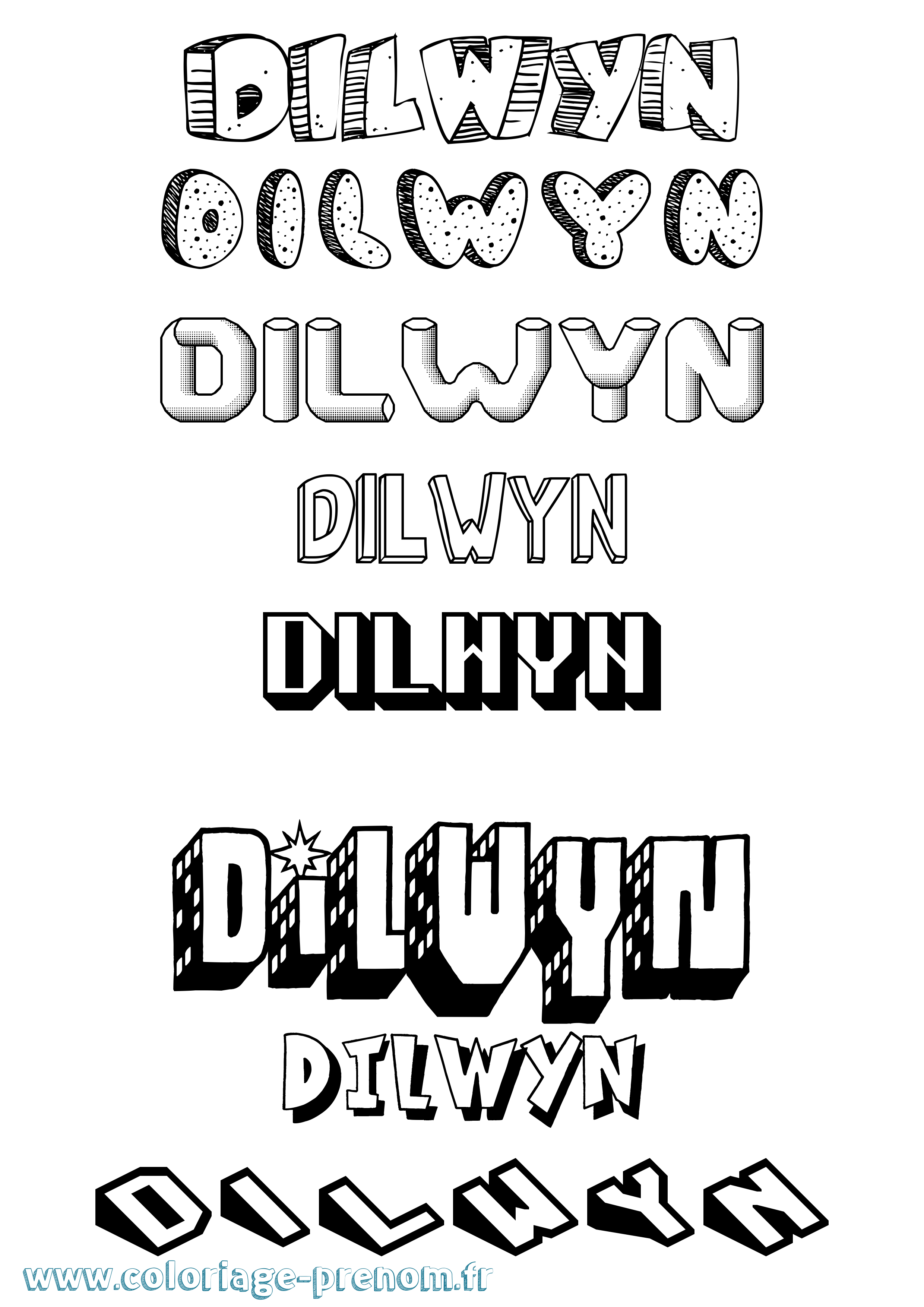 Coloriage Dilwyn Effet 3D Coloriage prénom Dilwyn Effet 3D