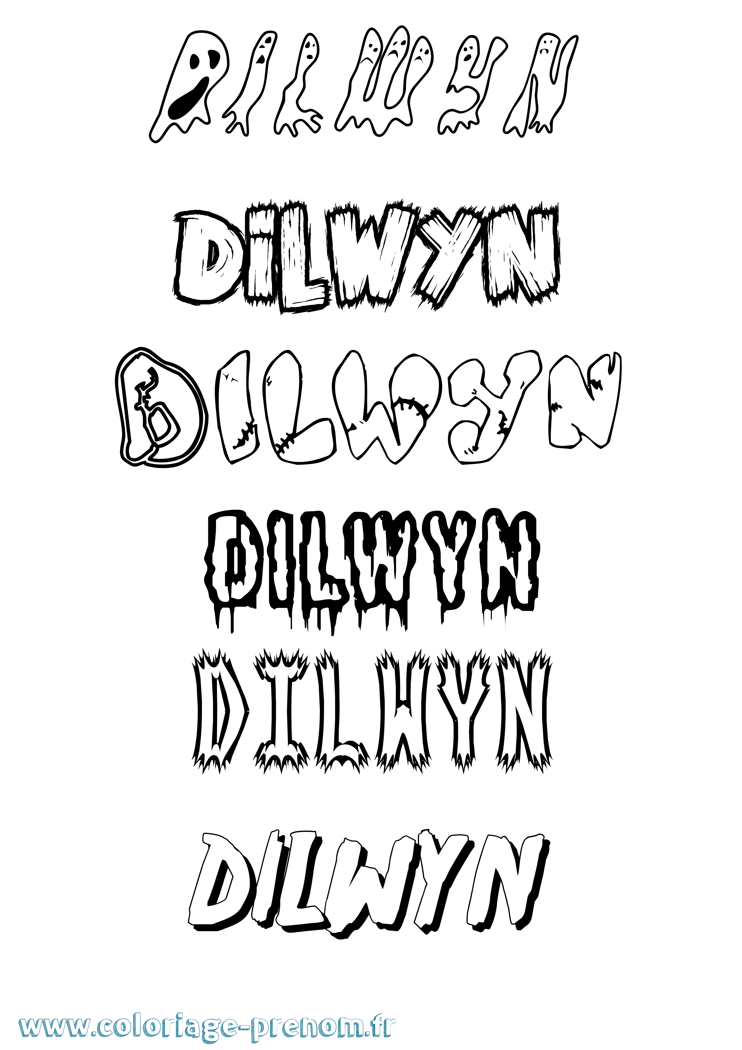 Coloriage Dilwyn Frisson Coloriage prénom Dilwyn Frisson