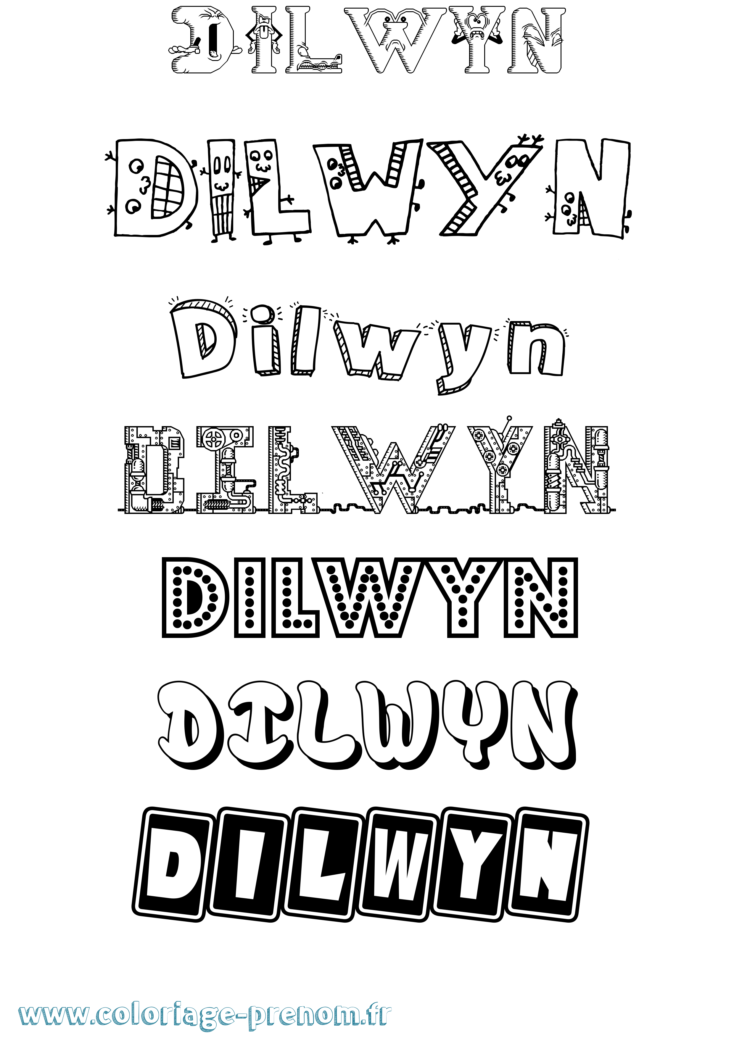 Coloriage Dilwyn Fun Coloriage prénom Dilwyn Fun