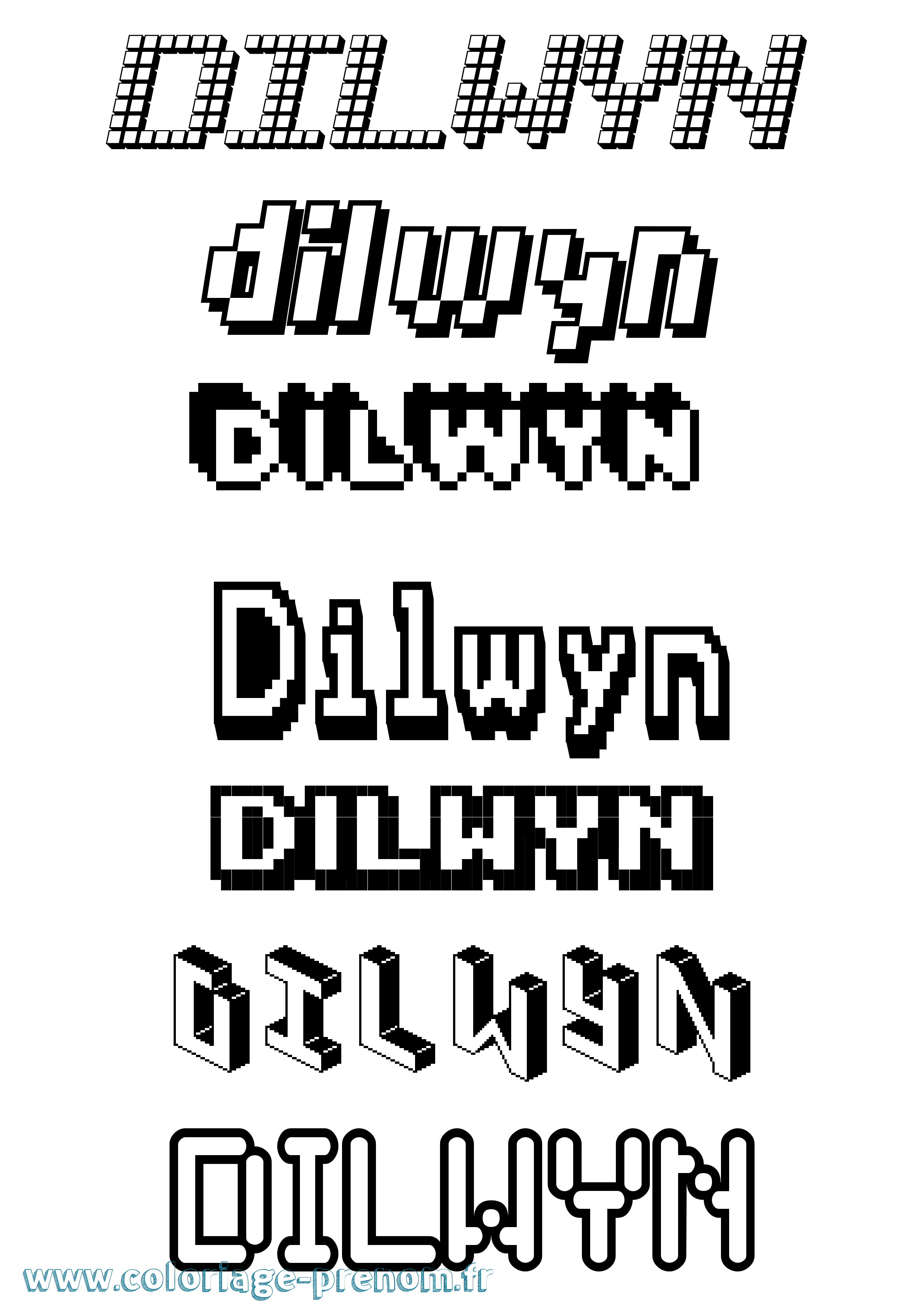 Coloriage Dilwyn Pixel Coloriage prénom Dilwyn Pixel