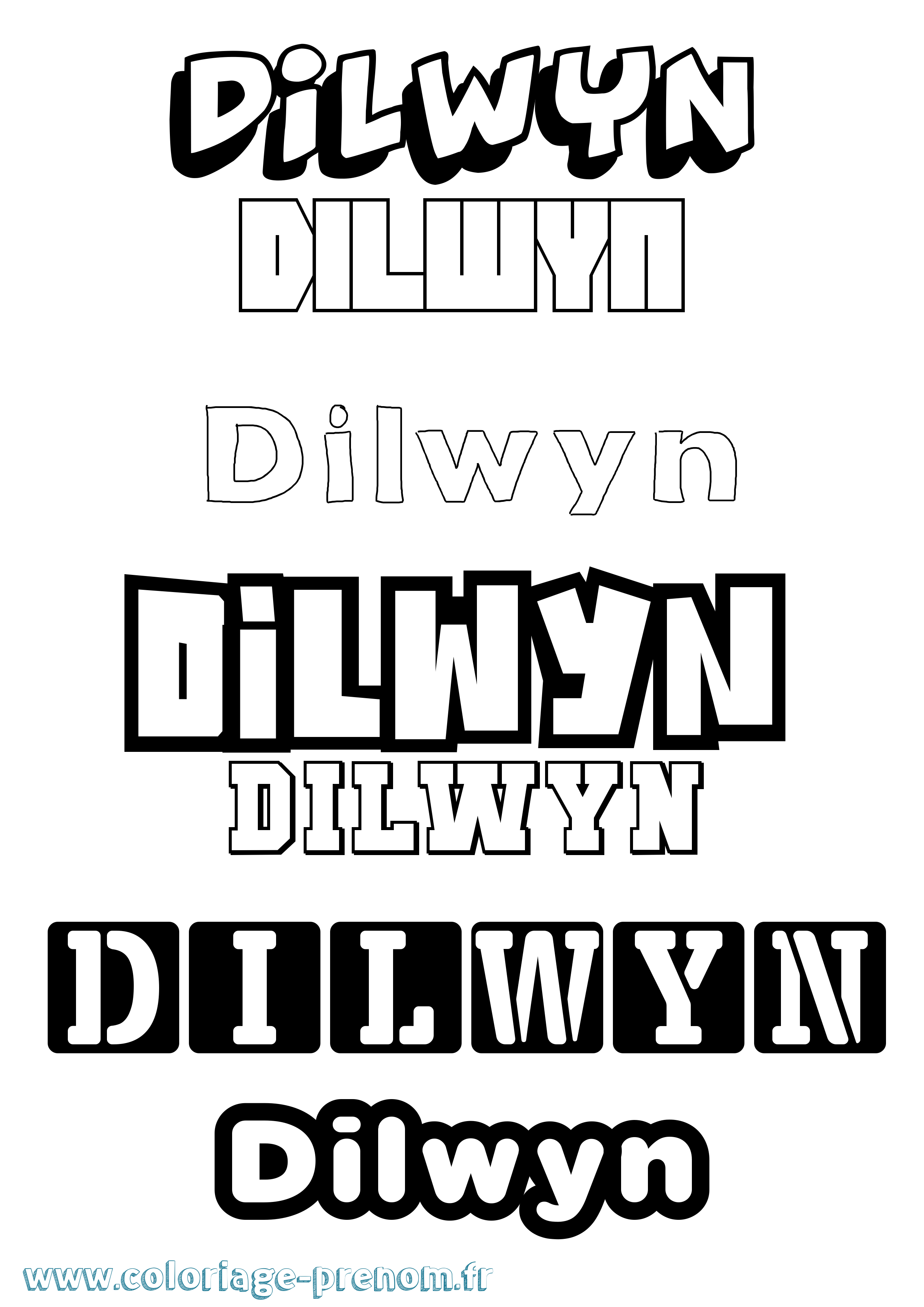 Coloriage Dilwyn Simple Coloriage prénom Dilwyn Simple