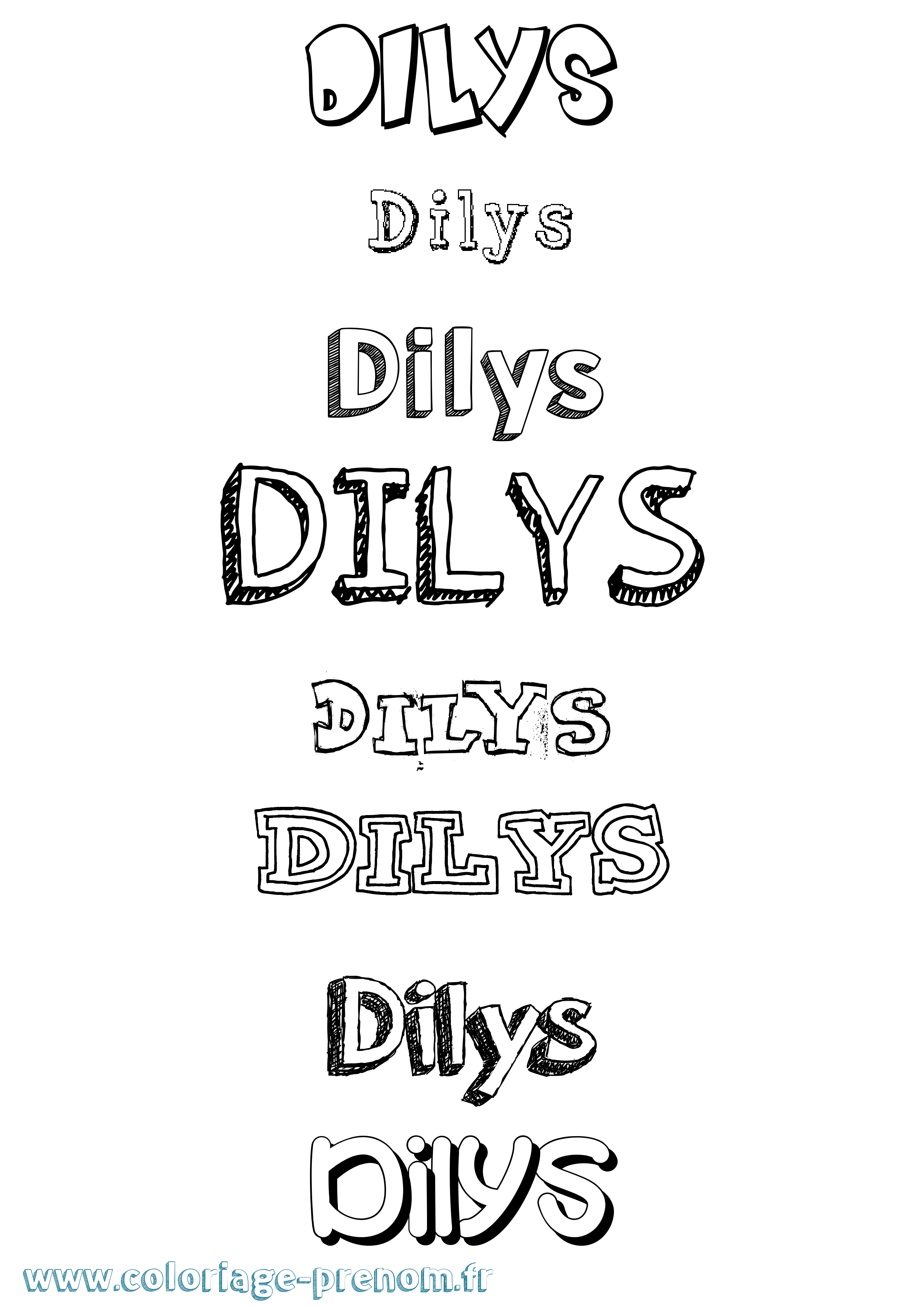 Coloriage Dilys Dessiné Coloriage prénom Dilys Dessiné