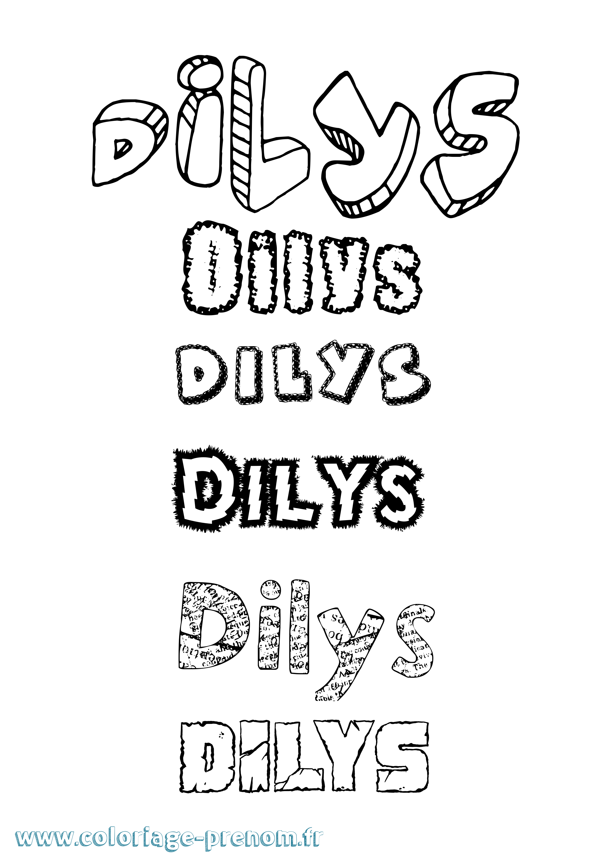 Coloriage Dilys Destructuré Coloriage prénom Dilys Destructuré
