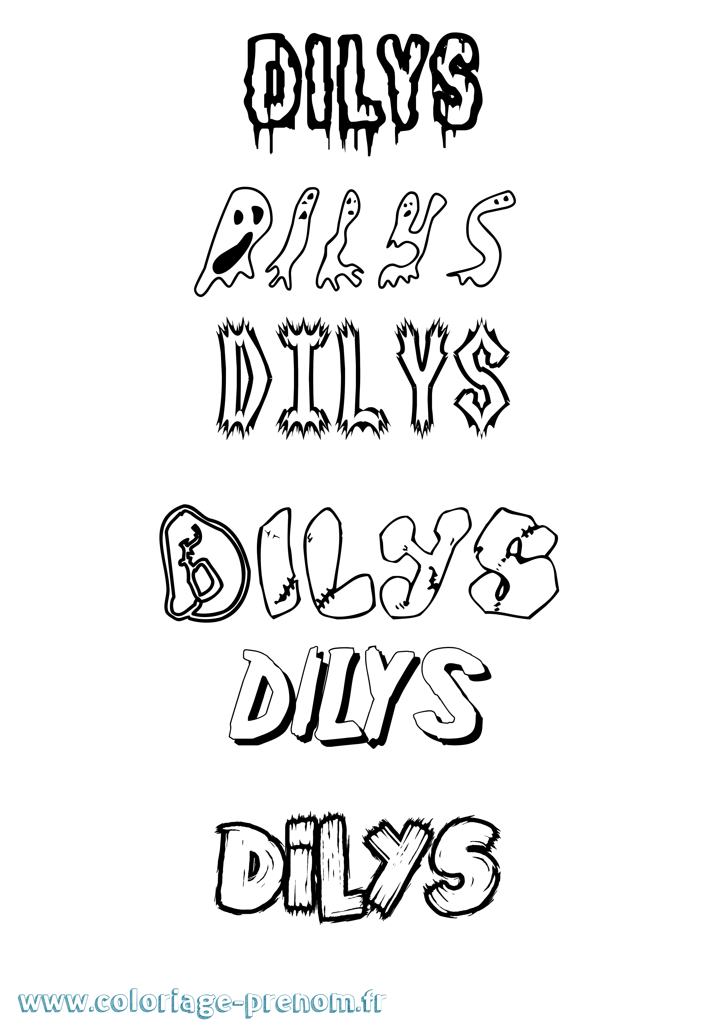 Coloriage Dilys Frisson Coloriage prénom Dilys Frisson