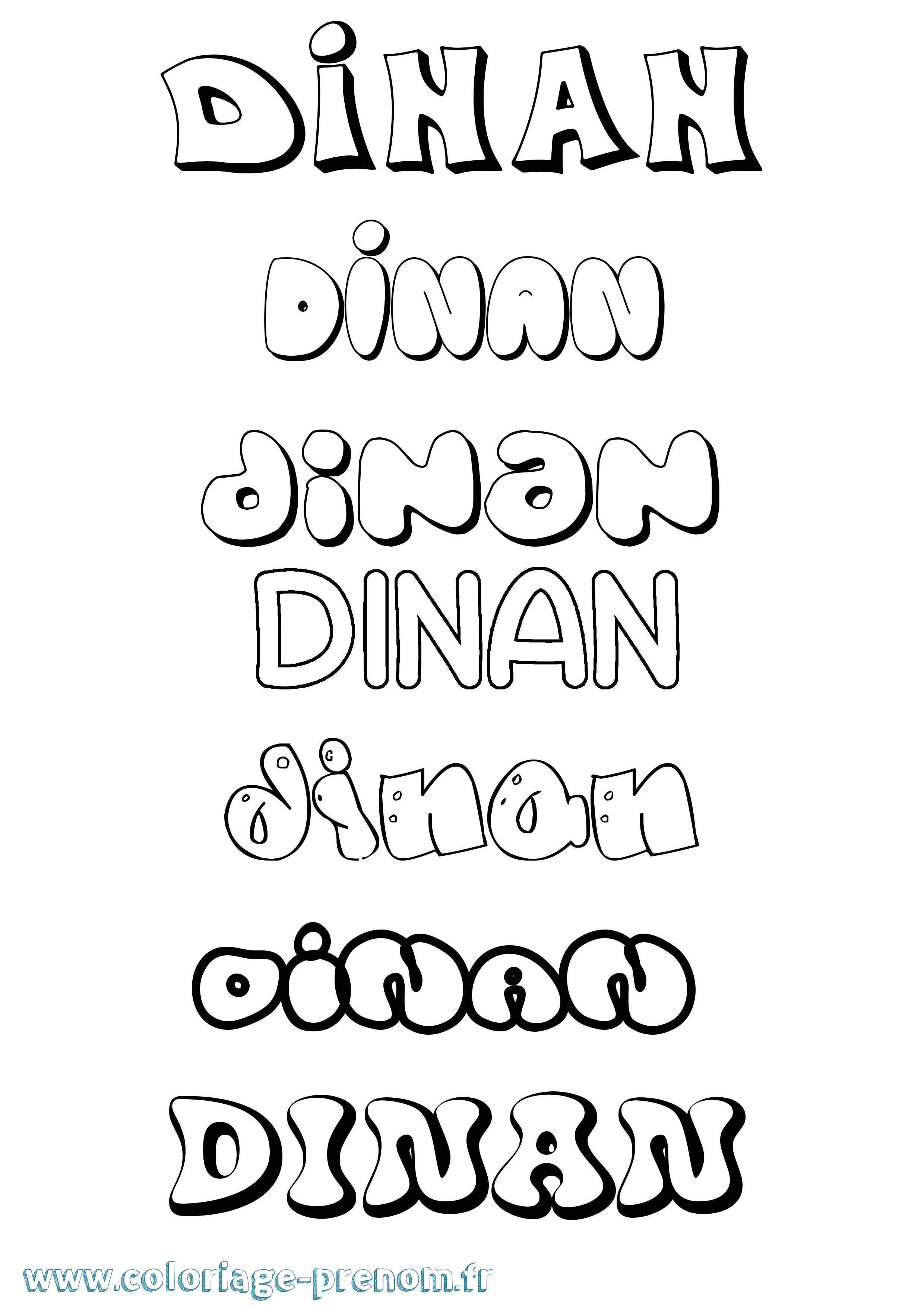 Coloriage Dinan Bubble Coloriage prénom Dinan Bubble