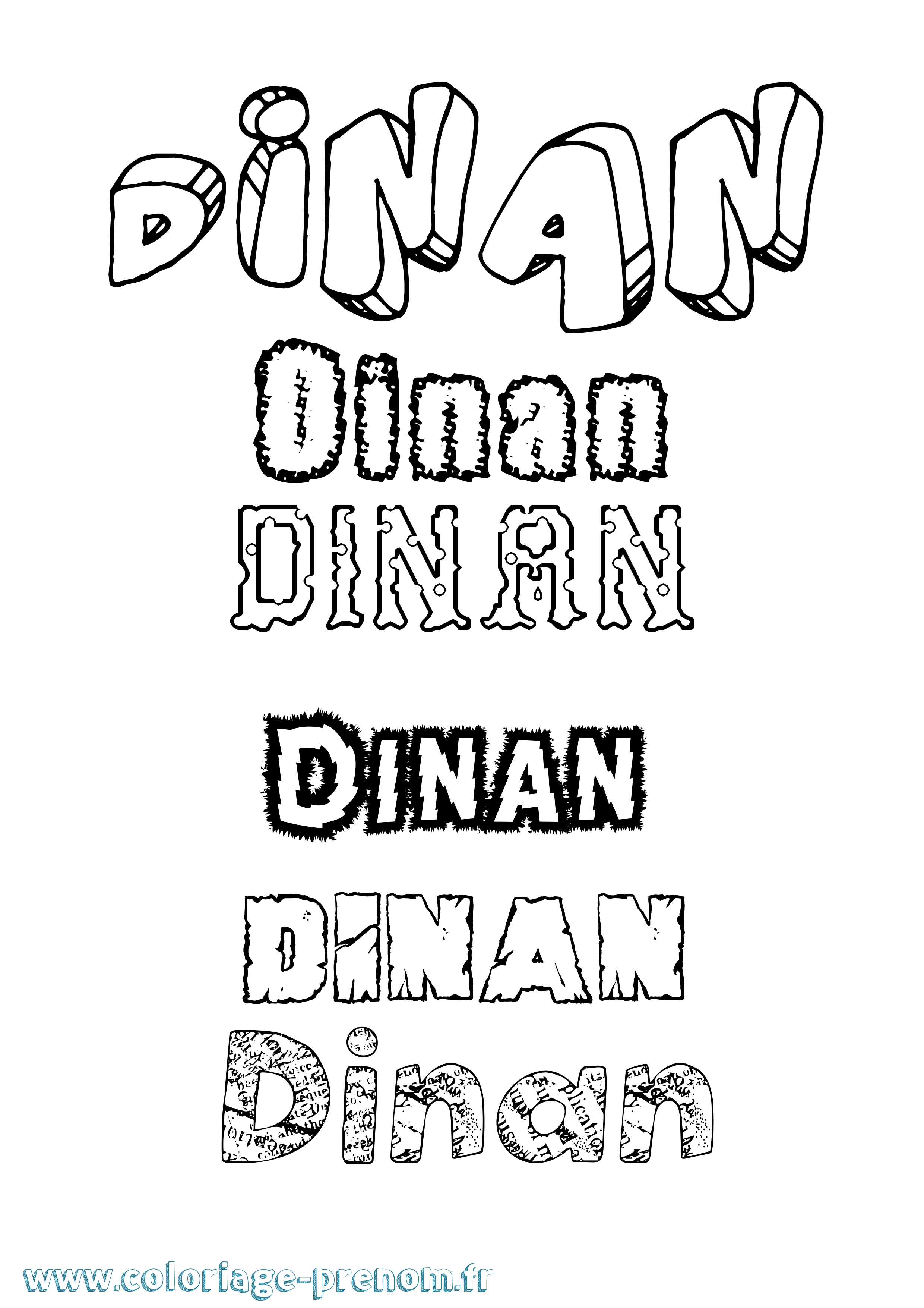 Coloriage Dinan Destructuré Coloriage prénom Dinan Destructuré