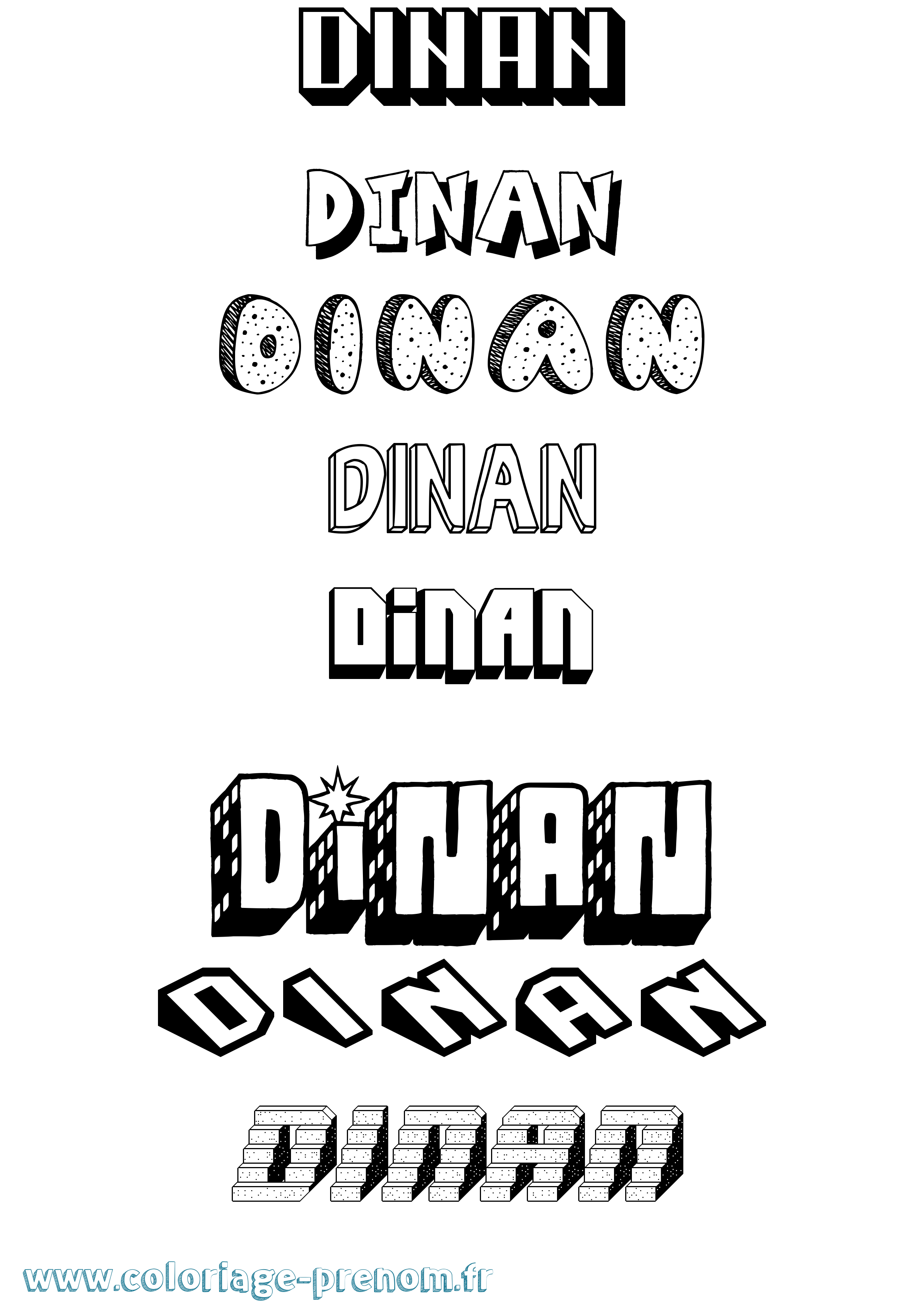 Coloriage Dinan Effet 3D Coloriage prénom Dinan Effet 3D