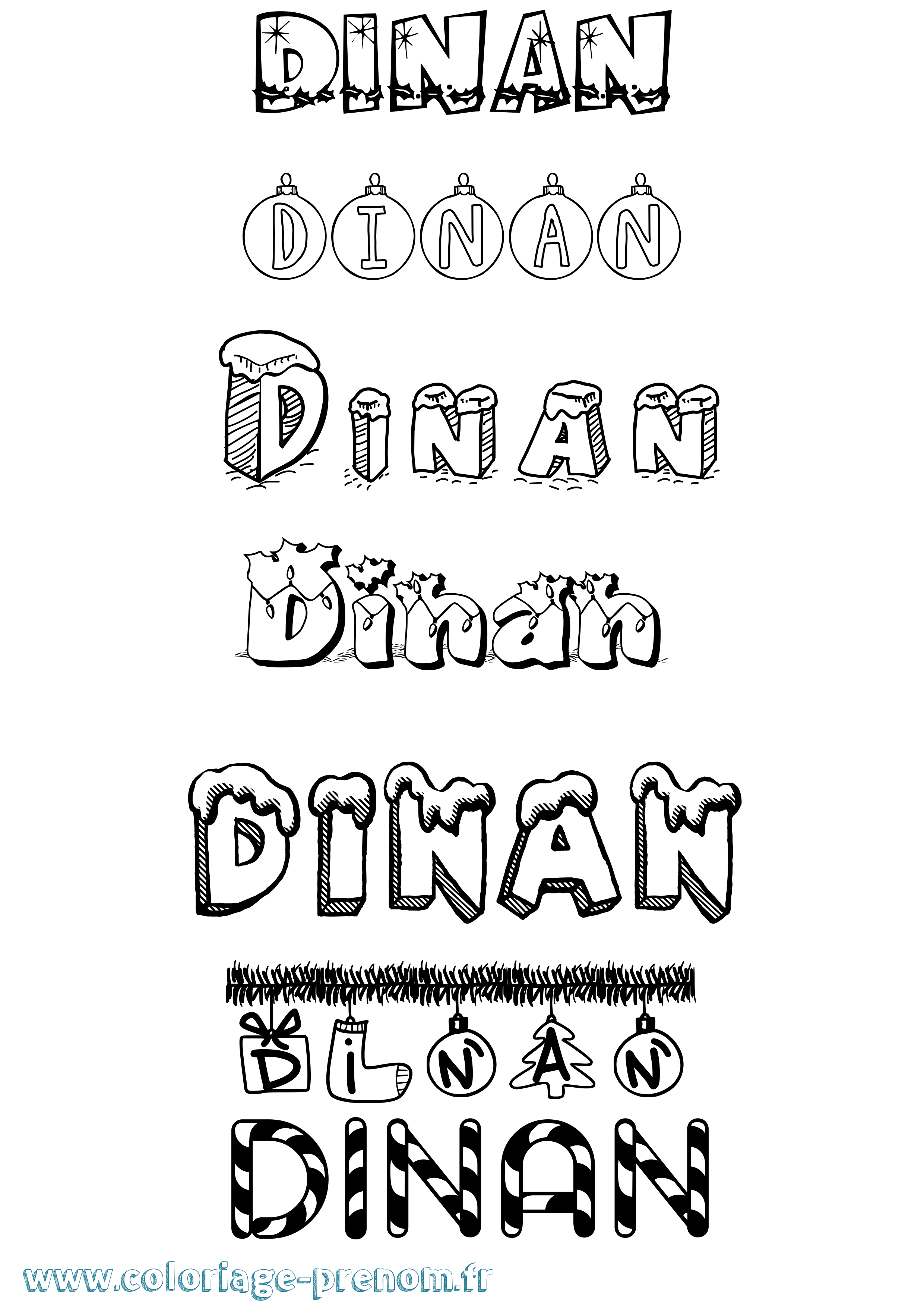 Coloriage Dinan Noël Coloriage prénom Dinan Noël