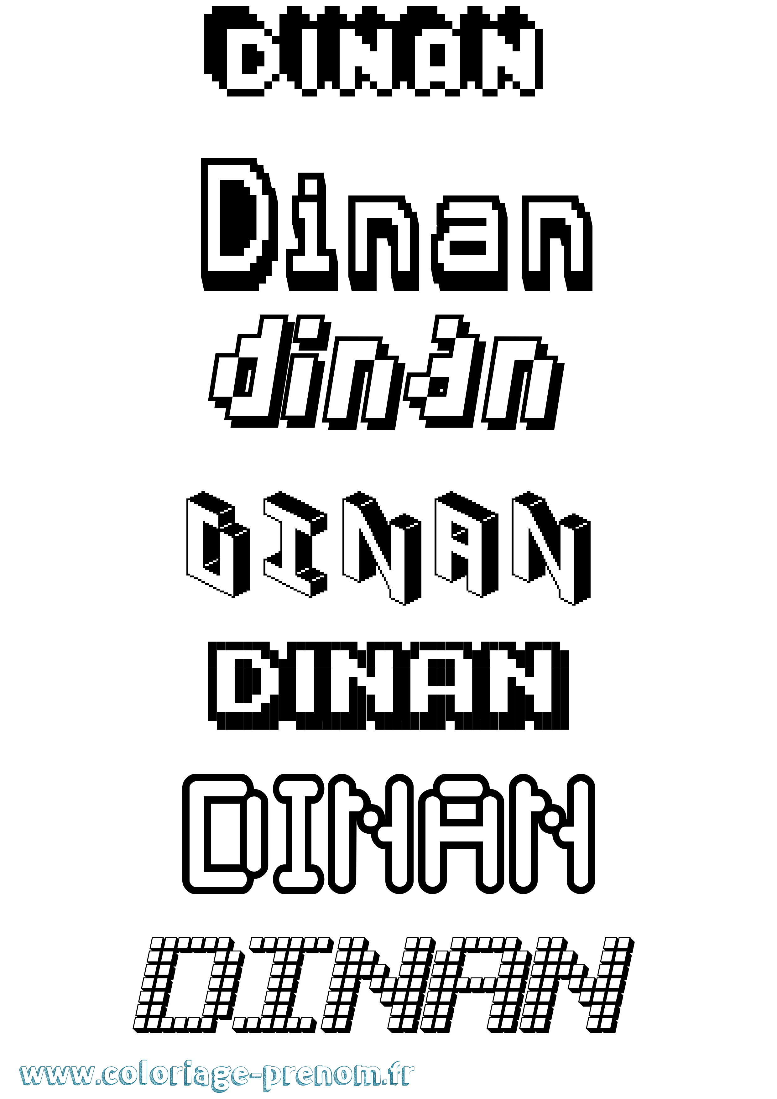 Coloriage Dinan Pixel Coloriage prénom Dinan Pixel