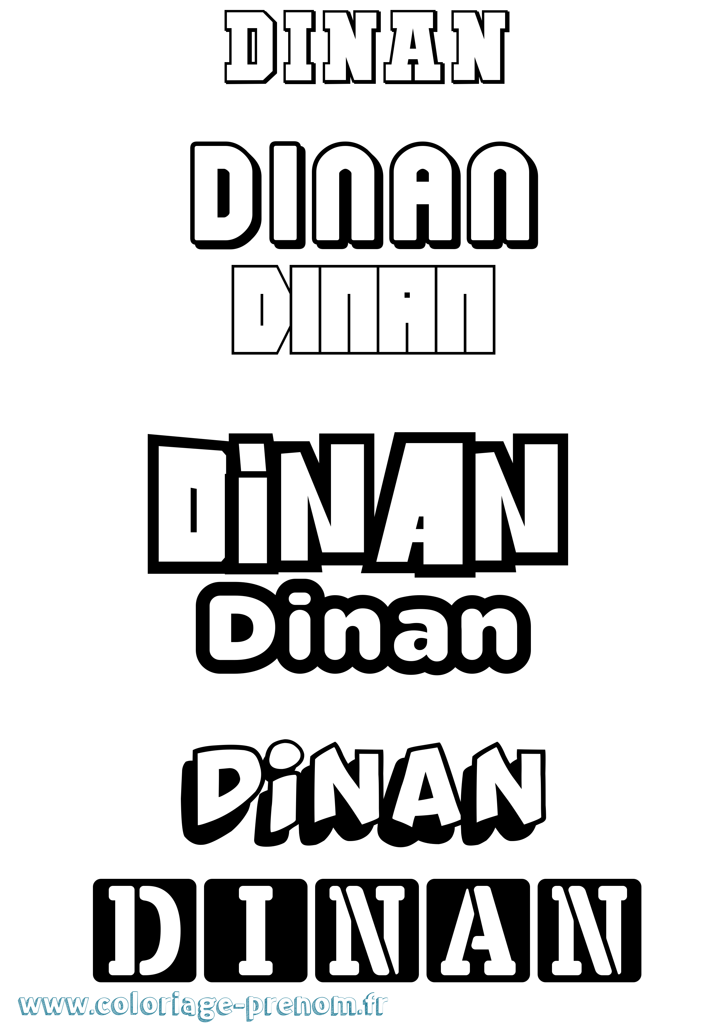 Coloriage Dinan Simple Coloriage prénom Dinan Simple