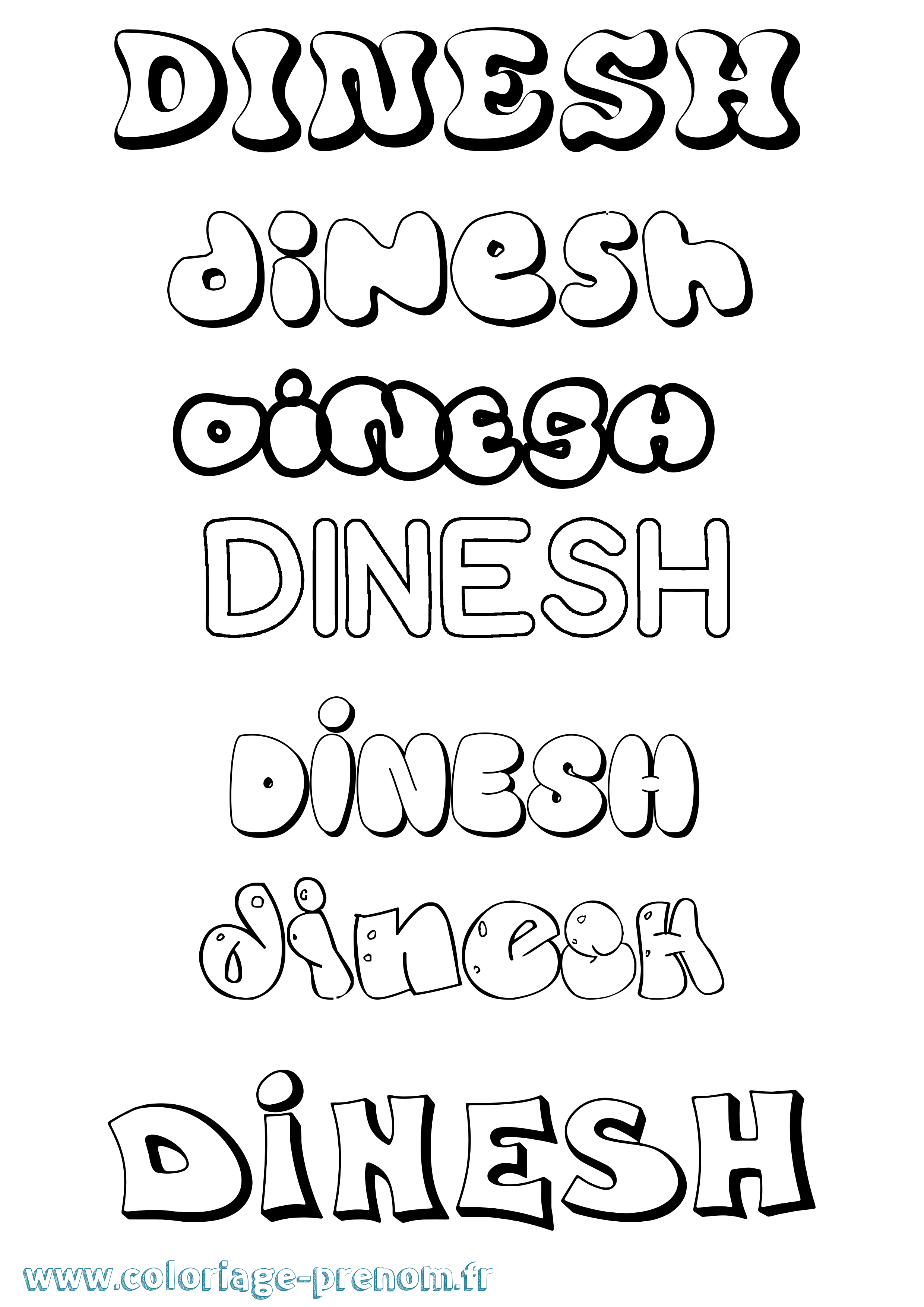 Coloriage Dinesh Bubble Coloriage prénom Dinesh Bubble