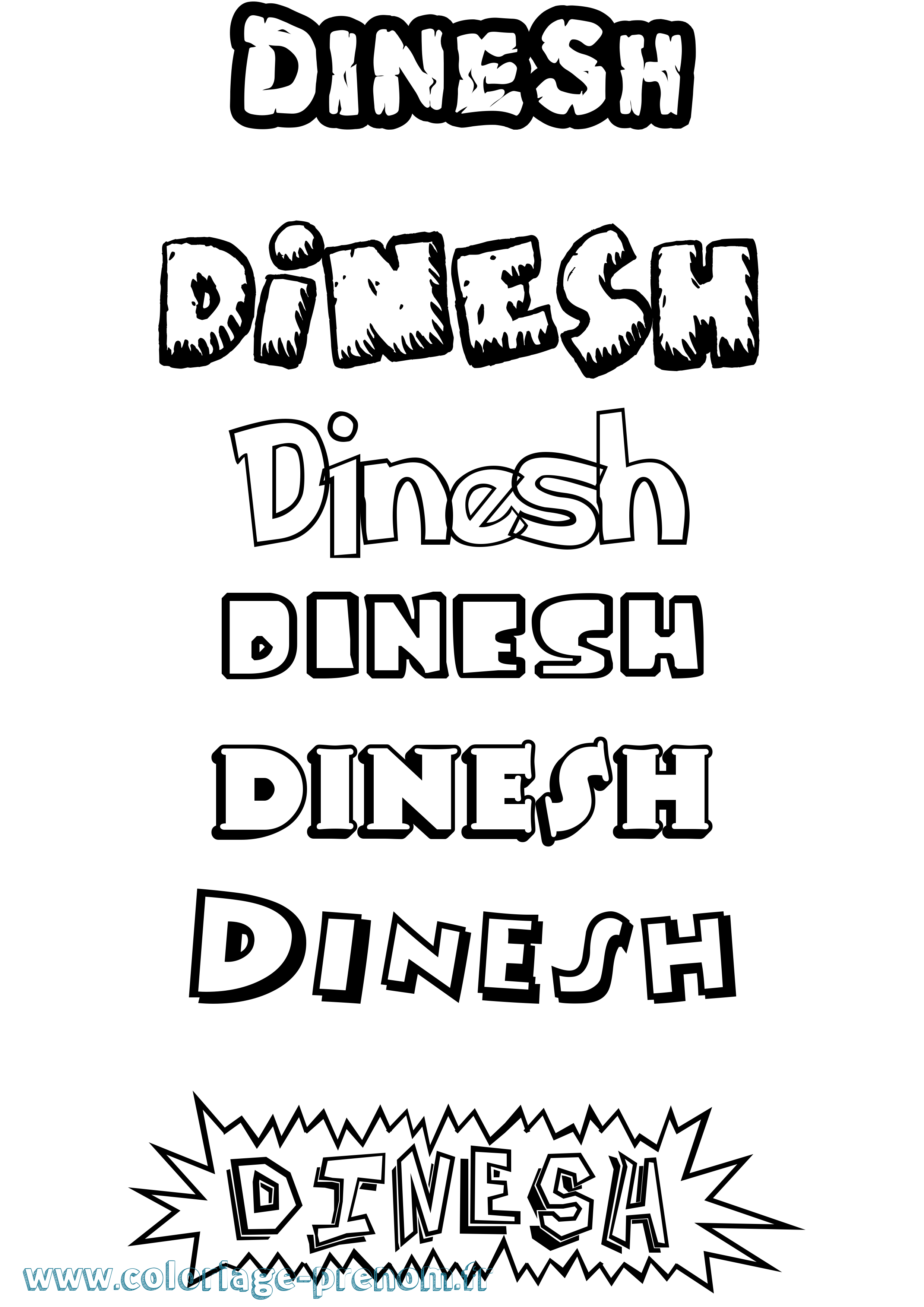 Coloriage Dinesh Dessin Animé Coloriage prénom Dinesh Dessin Animé