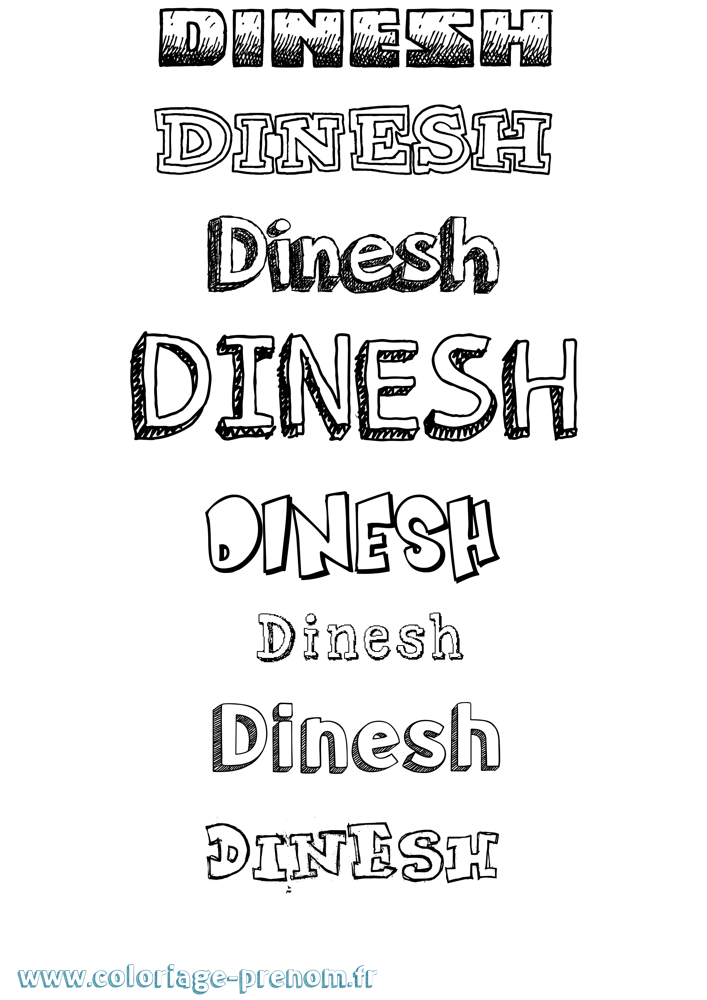 Coloriage Dinesh Dessiné Coloriage prénom Dinesh Dessiné