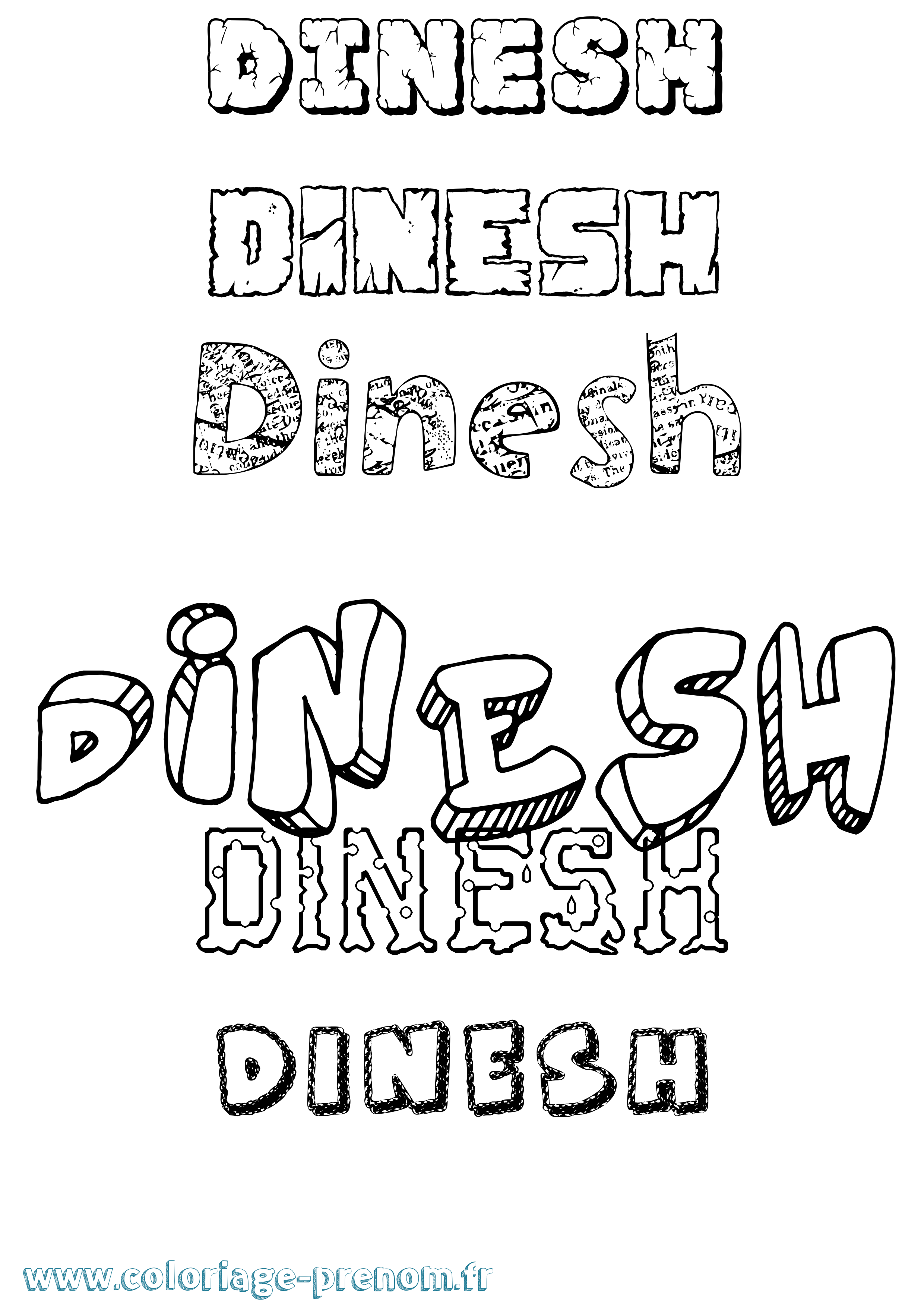 Coloriage Dinesh Destructuré Coloriage prénom Dinesh Destructuré