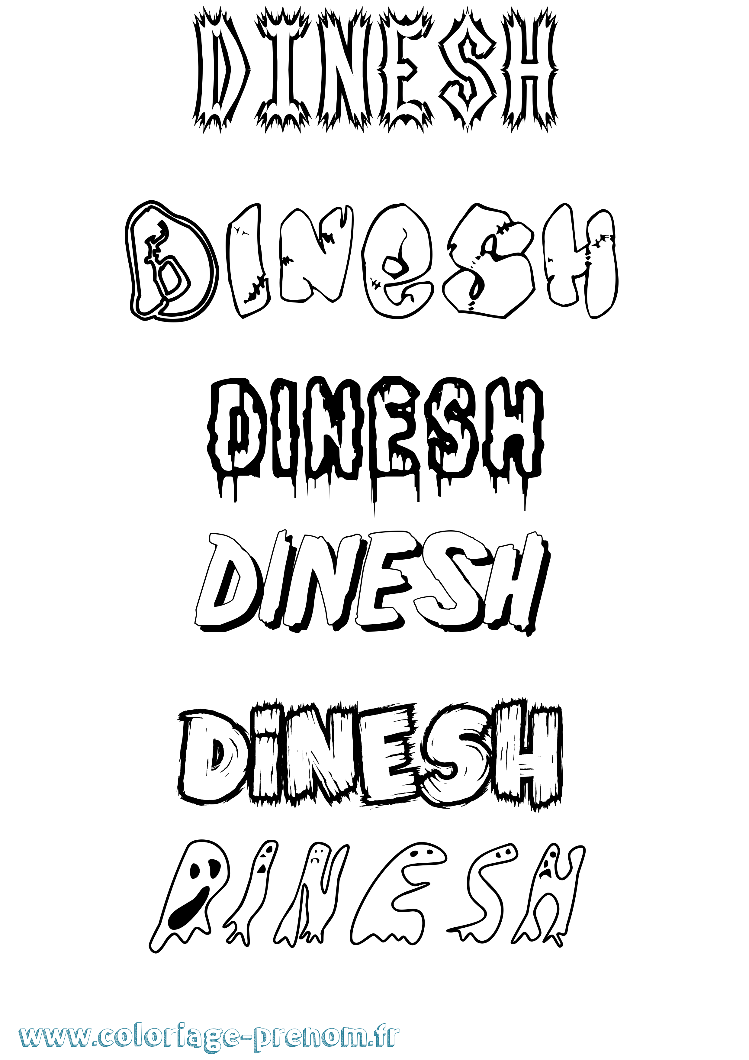 Coloriage Dinesh Frisson Coloriage prénom Dinesh Frisson