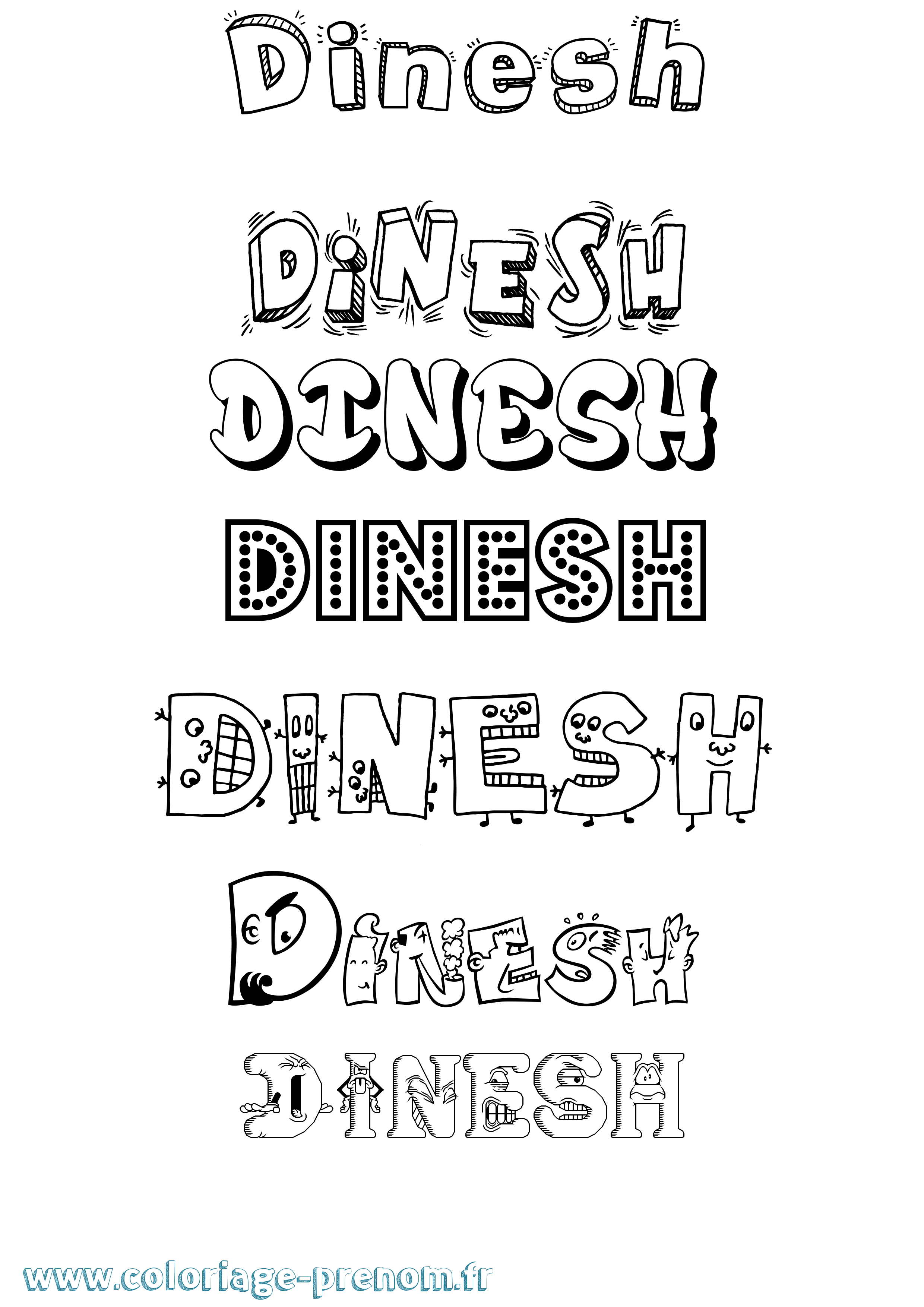 Coloriage Dinesh Fun Coloriage prénom Dinesh Fun