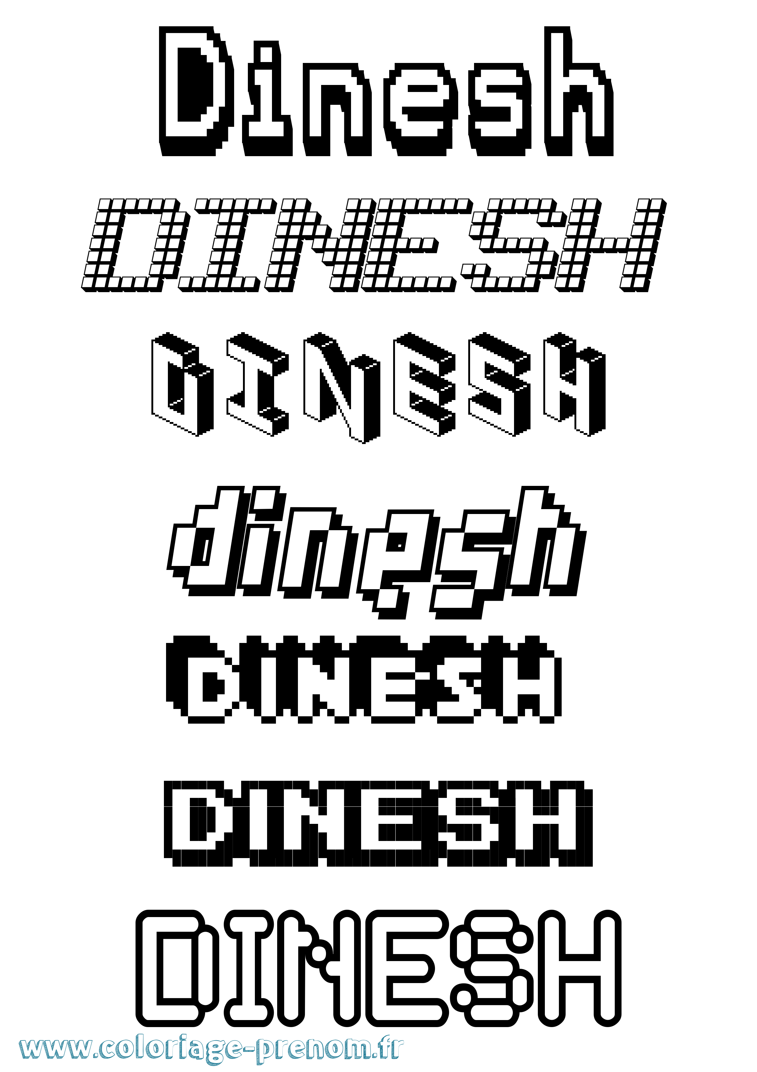 Coloriage Dinesh Pixel Coloriage prénom Dinesh Pixel