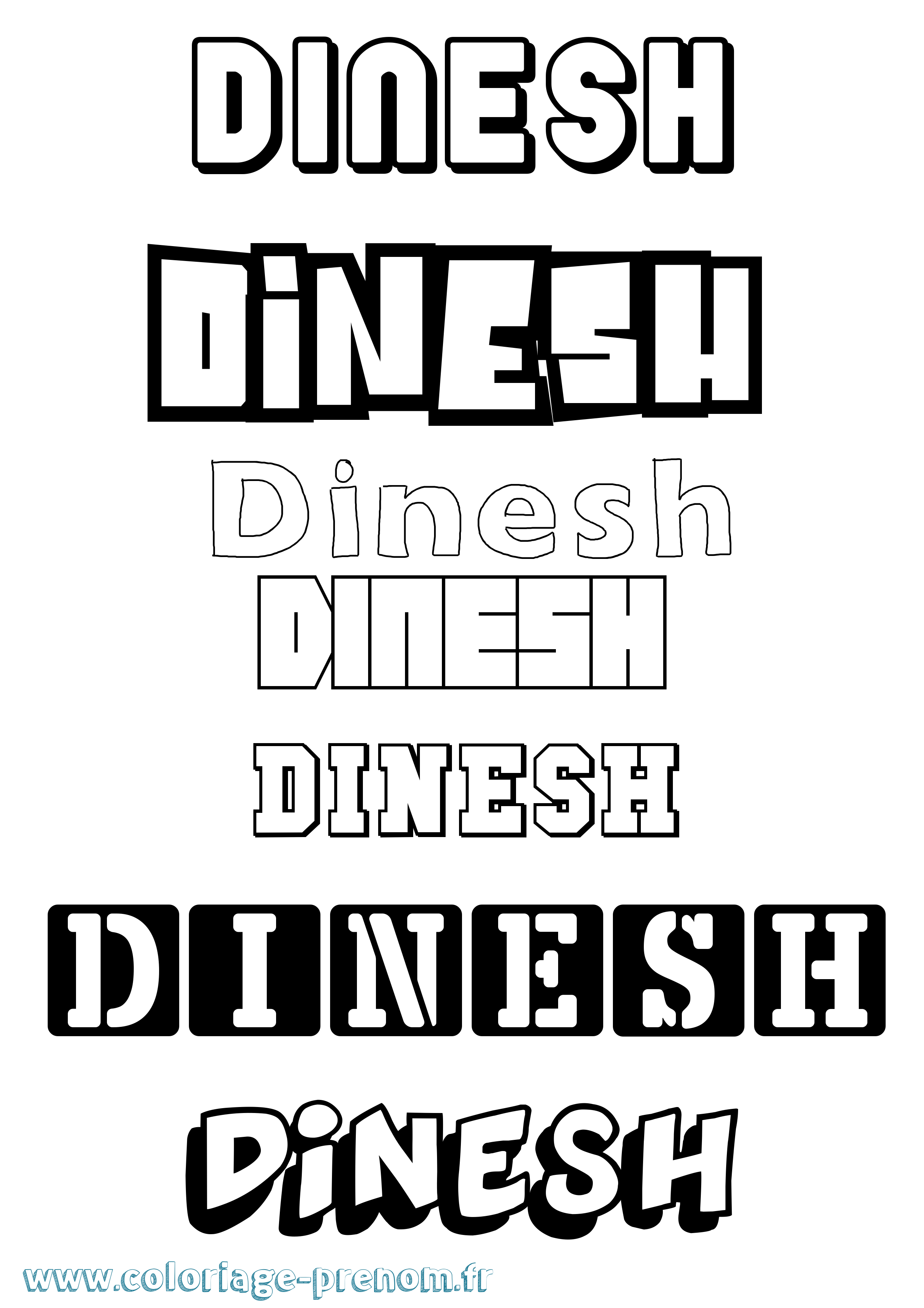 Coloriage Dinesh Simple Coloriage prénom Dinesh Simple