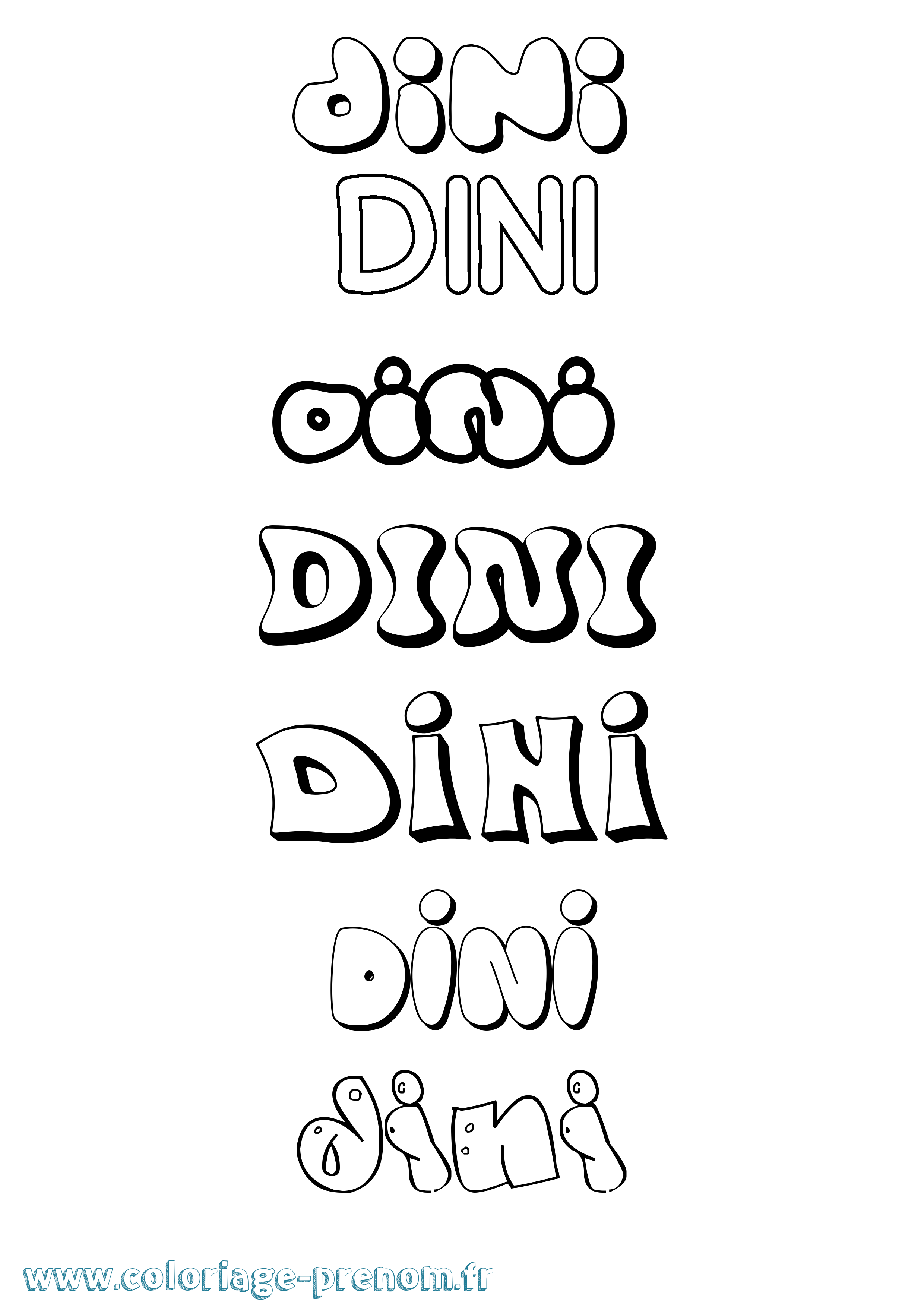 Coloriage Dini Bubble Coloriage prénom Dini Bubble
