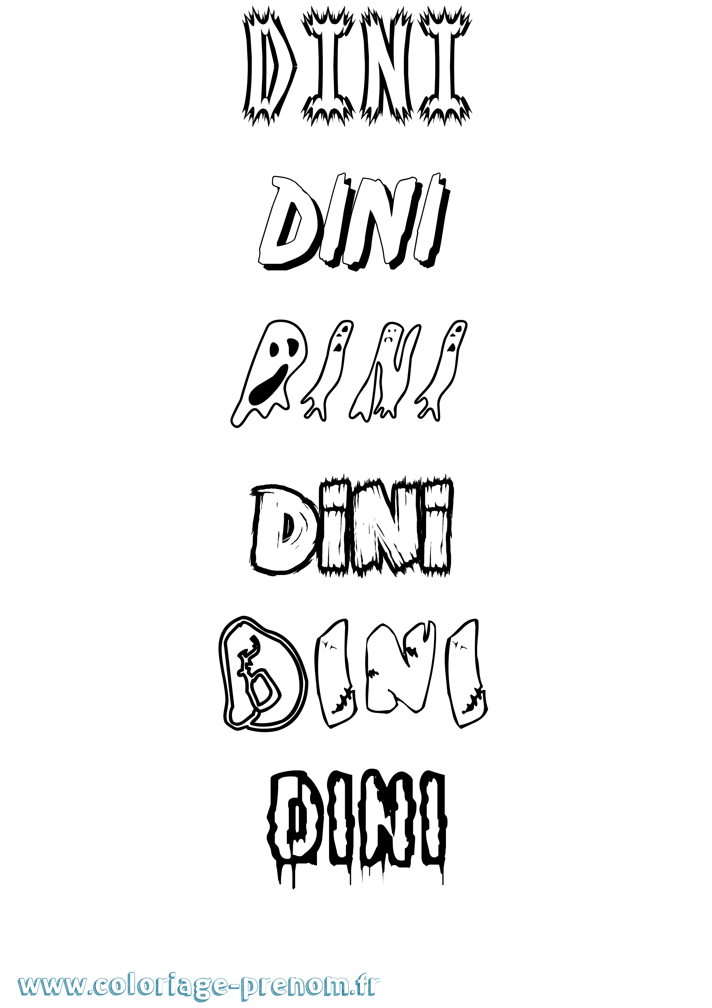 Coloriage Dini Frisson Coloriage prénom Dini Frisson