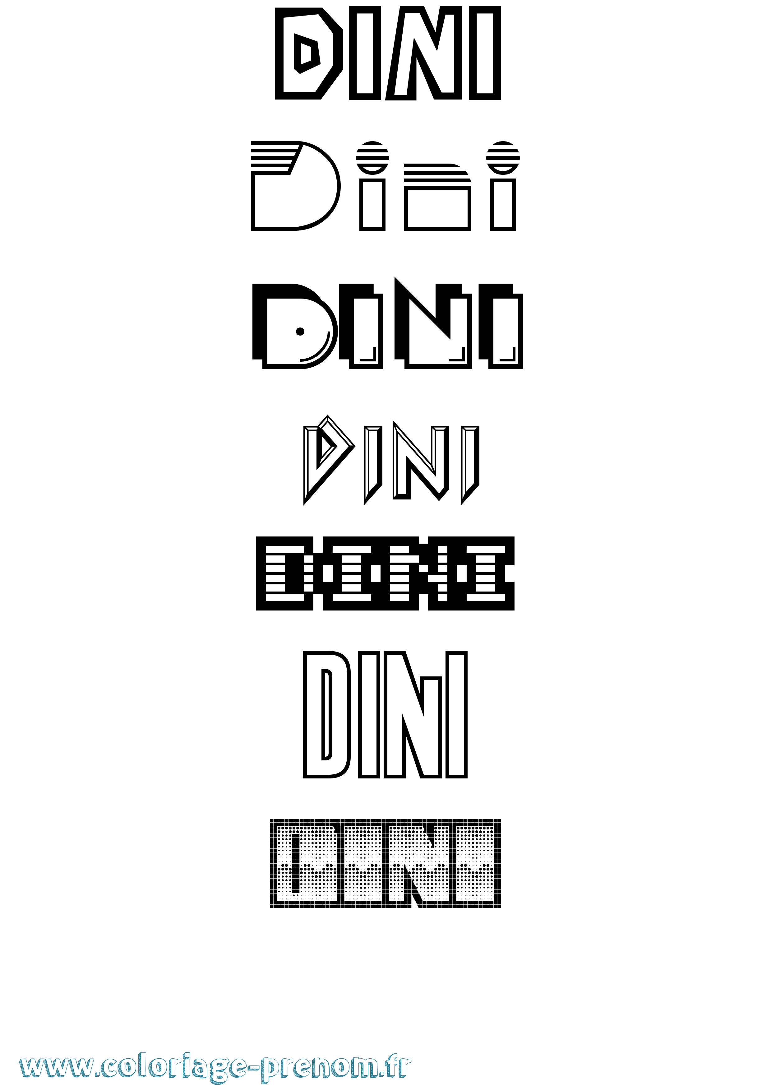 Coloriage Dini Jeux Vidéos Coloriage prénom Dini Jeux Vidéos