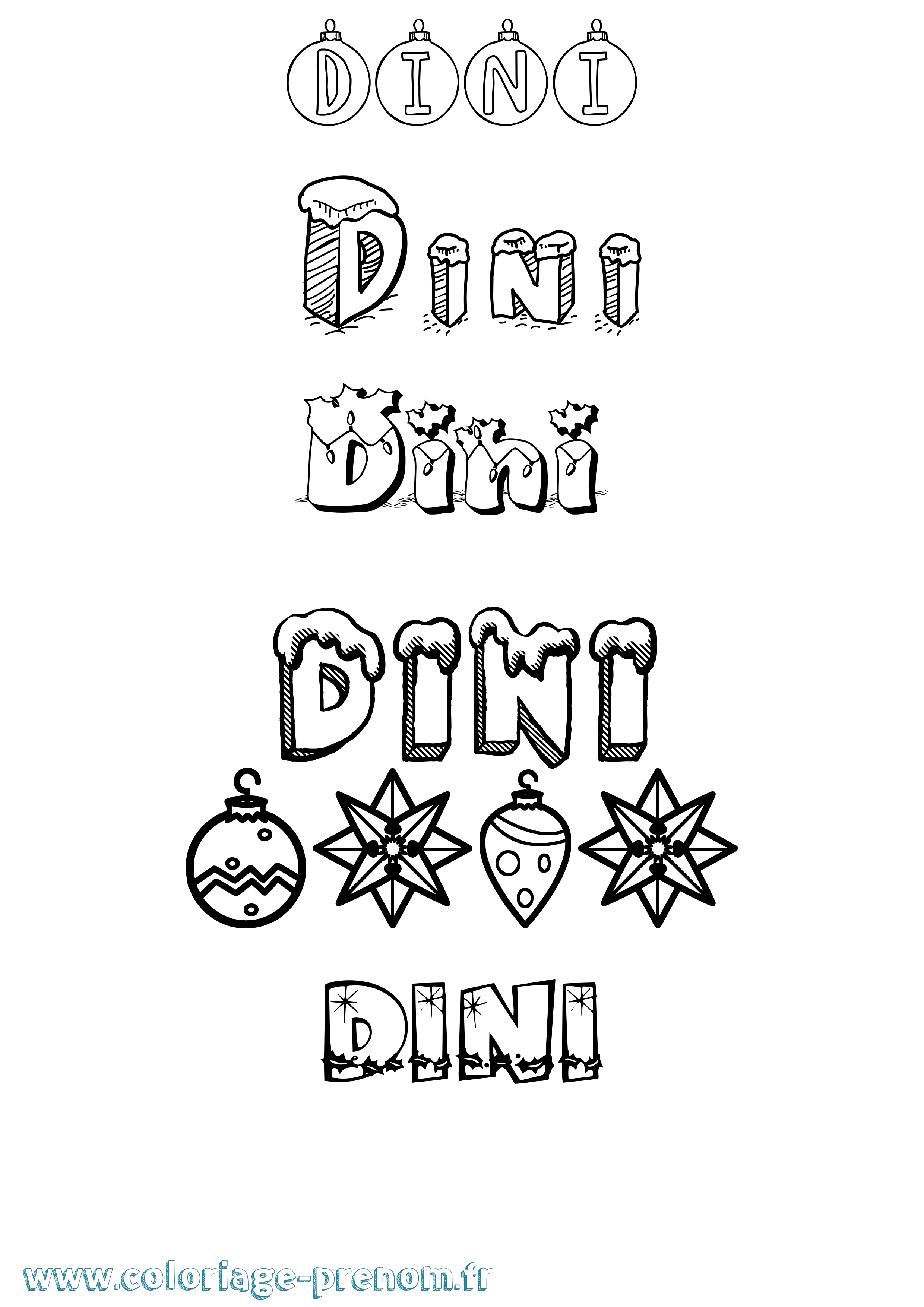 Coloriage Dini Noël Coloriage prénom Dini Noël