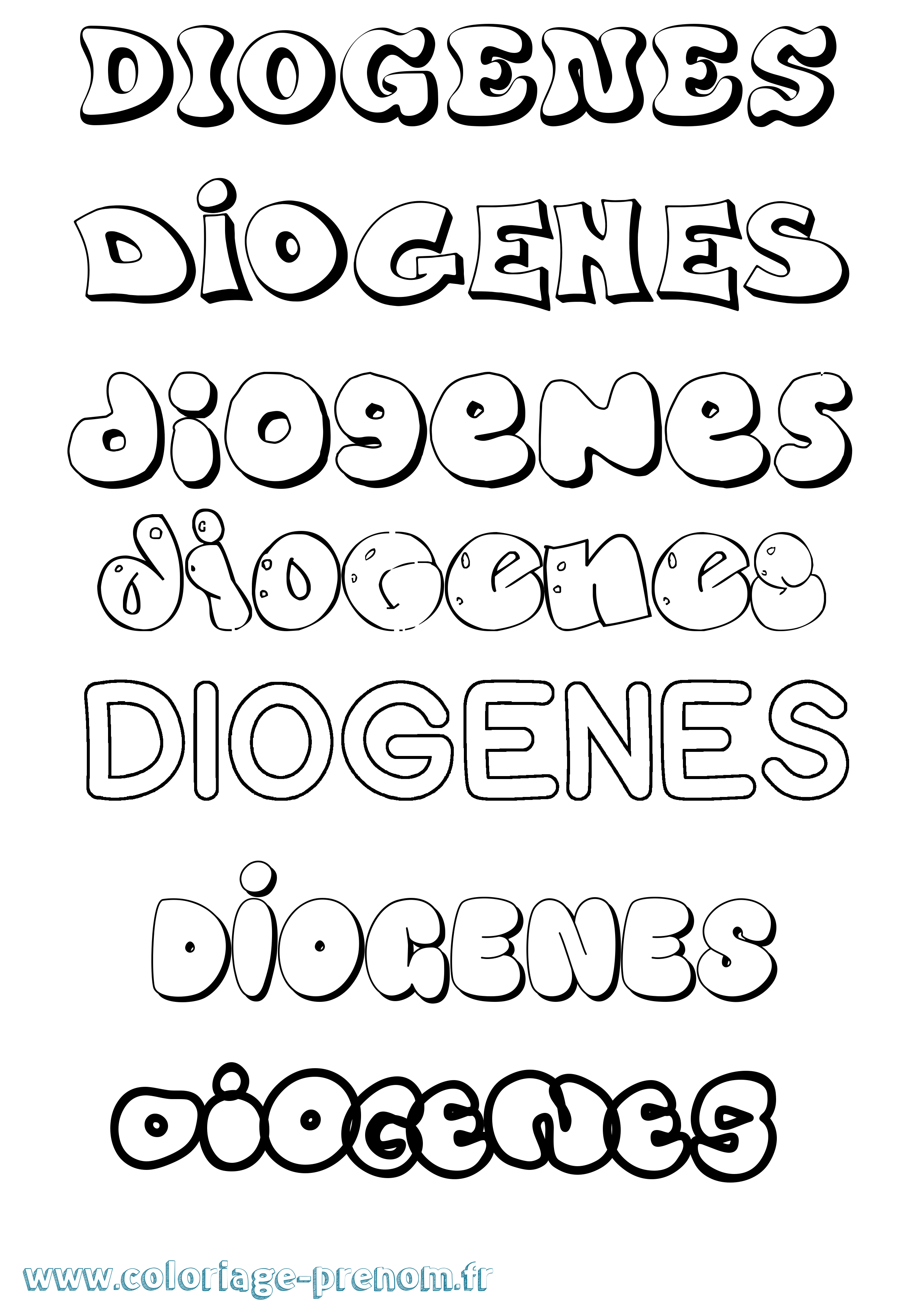 Coloriage Diogenes Bubble Coloriage prénom Diogenes Bubble