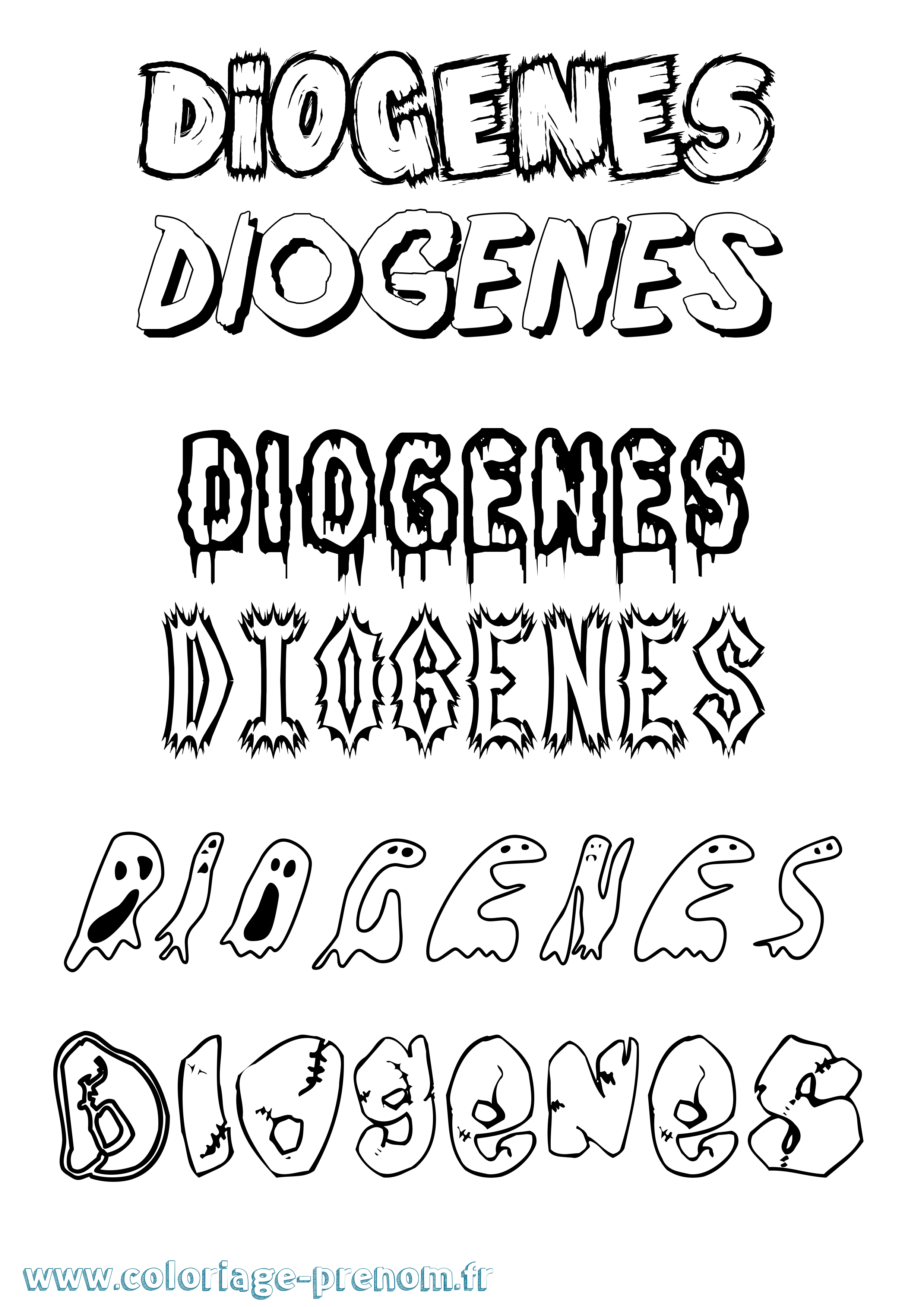 Coloriage Diogenes Frisson Coloriage prénom Diogenes Frisson