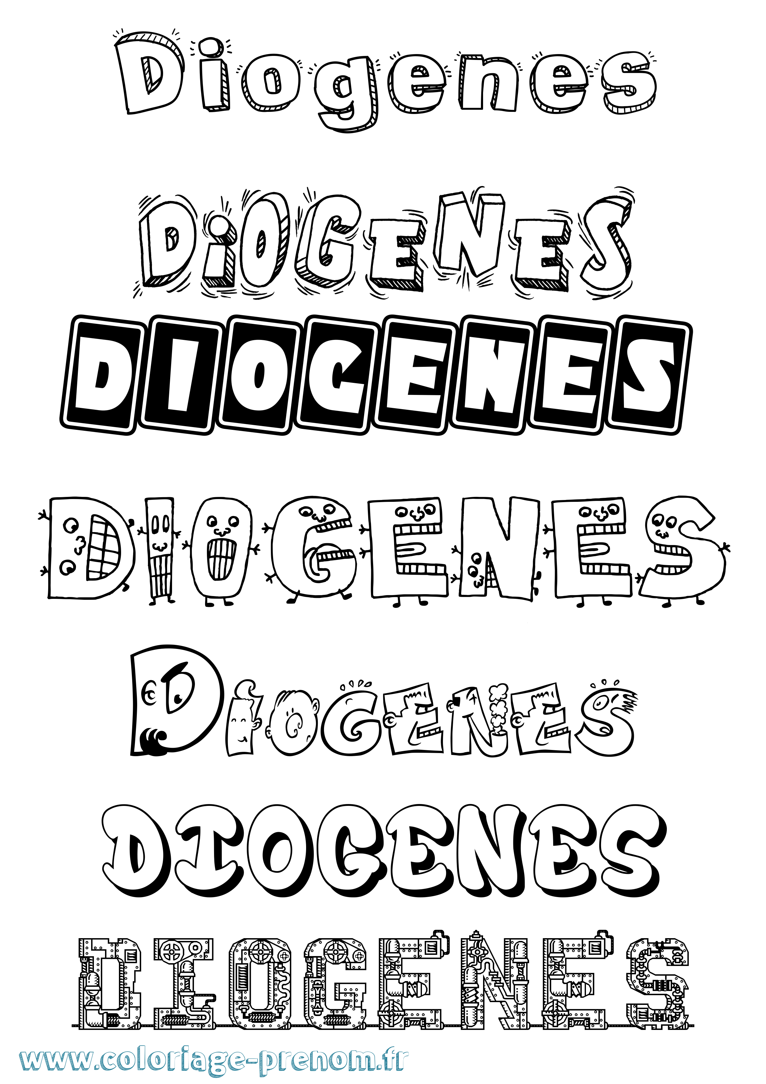Coloriage Diogenes Fun Coloriage prénom Diogenes Fun