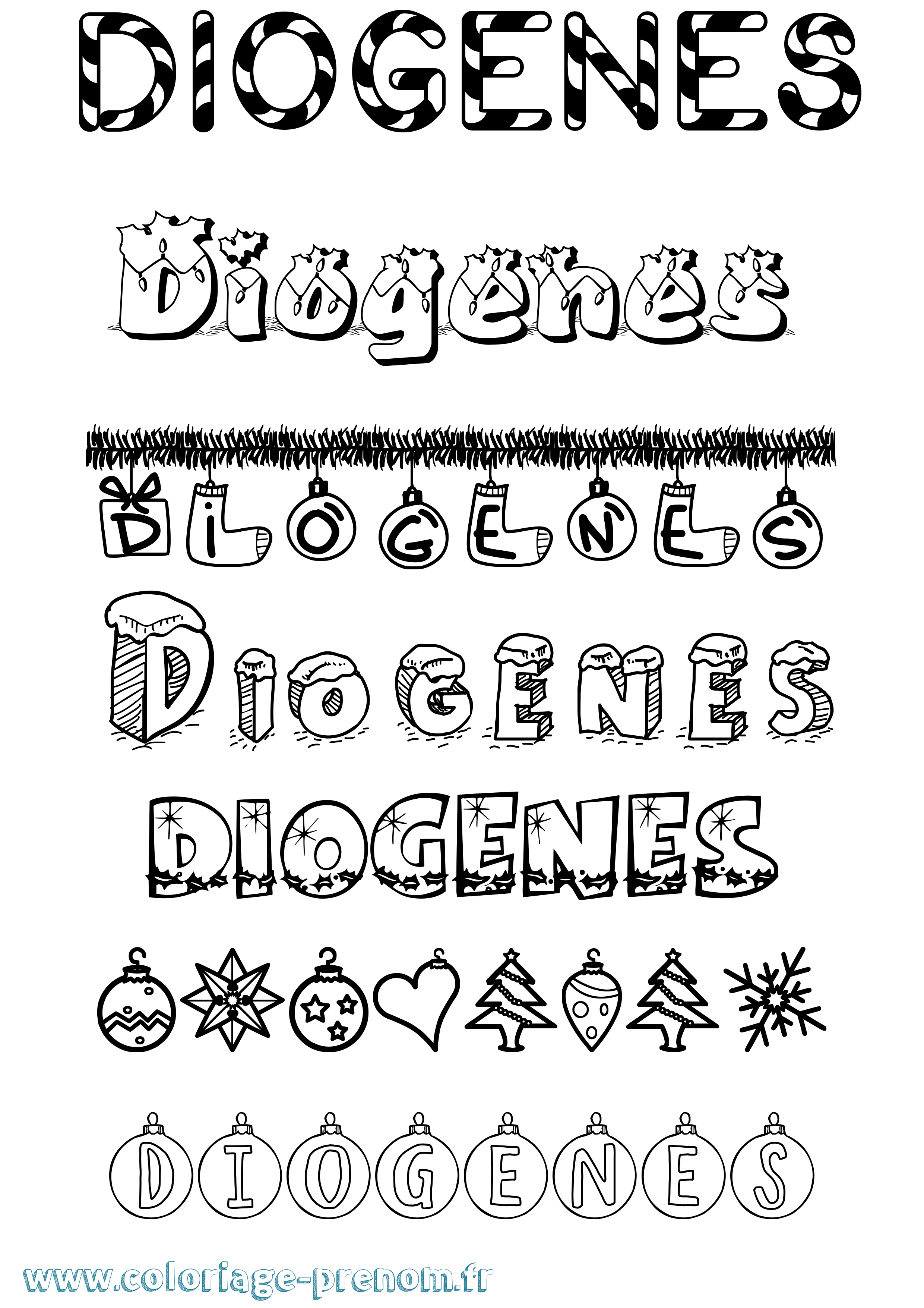 Coloriage Diogenes Noël Coloriage prénom Diogenes Noël