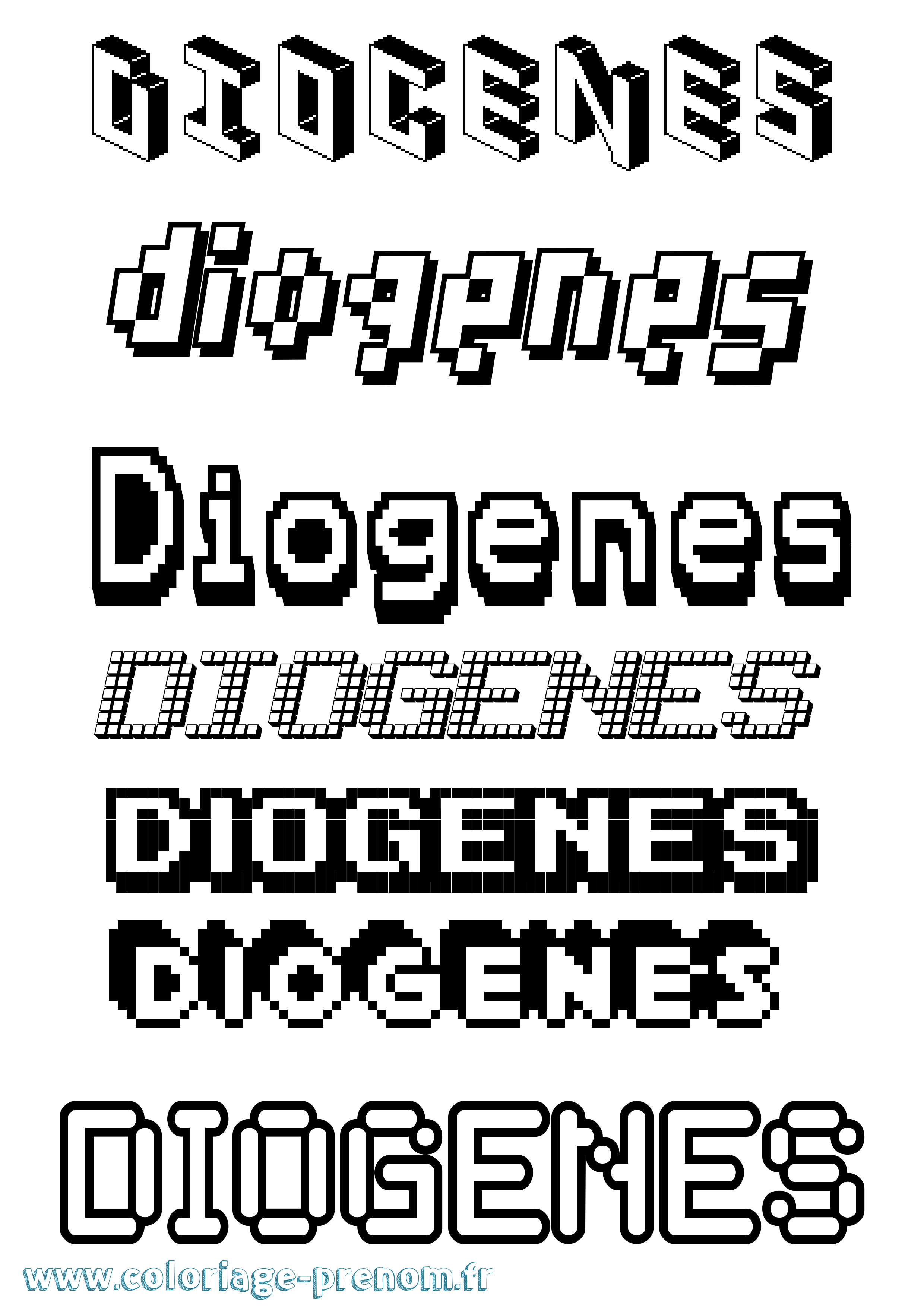 Coloriage Diogenes Pixel Coloriage prénom Diogenes Pixel