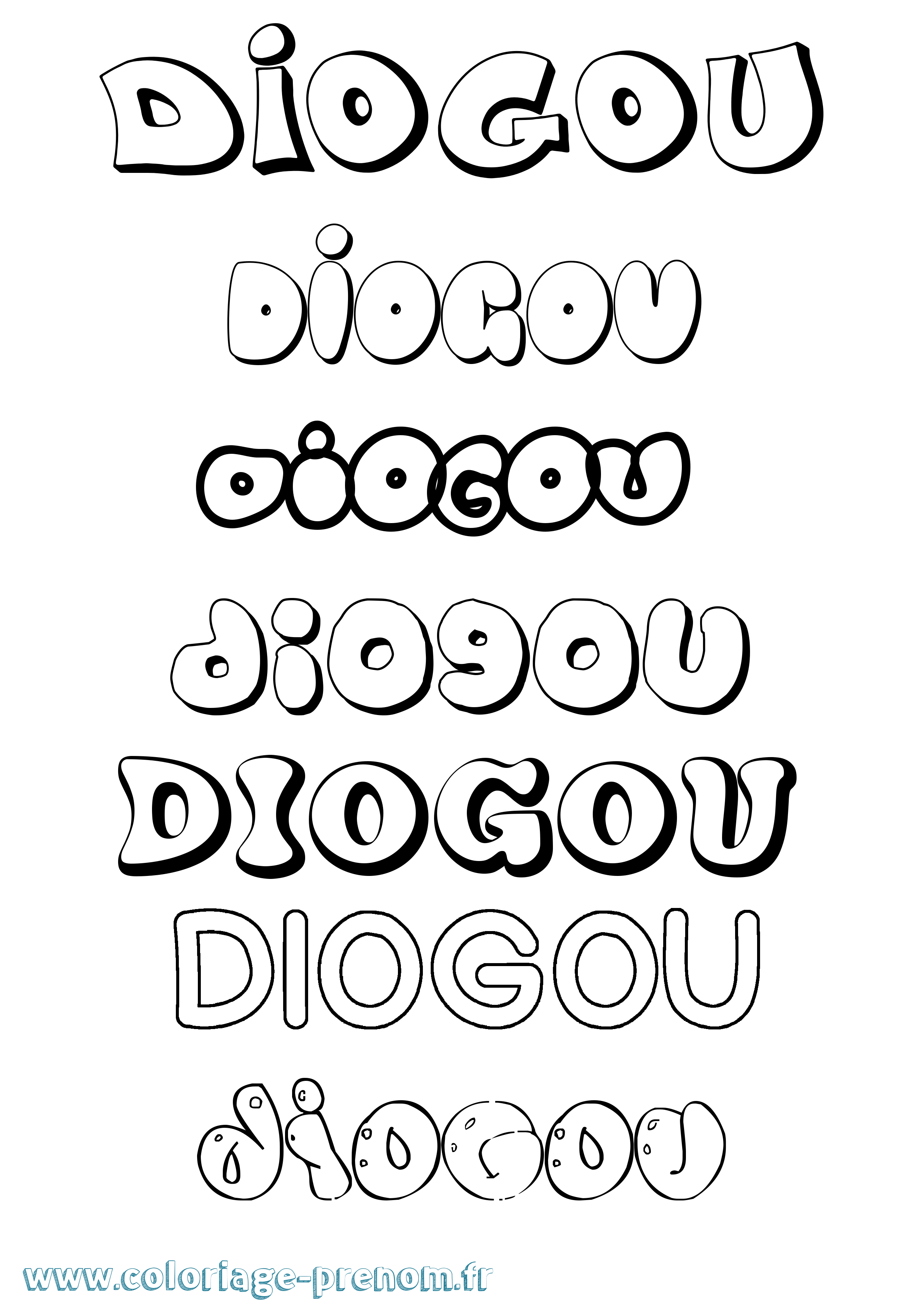 Coloriage Diogou Bubble Coloriage prénom Diogou Bubble