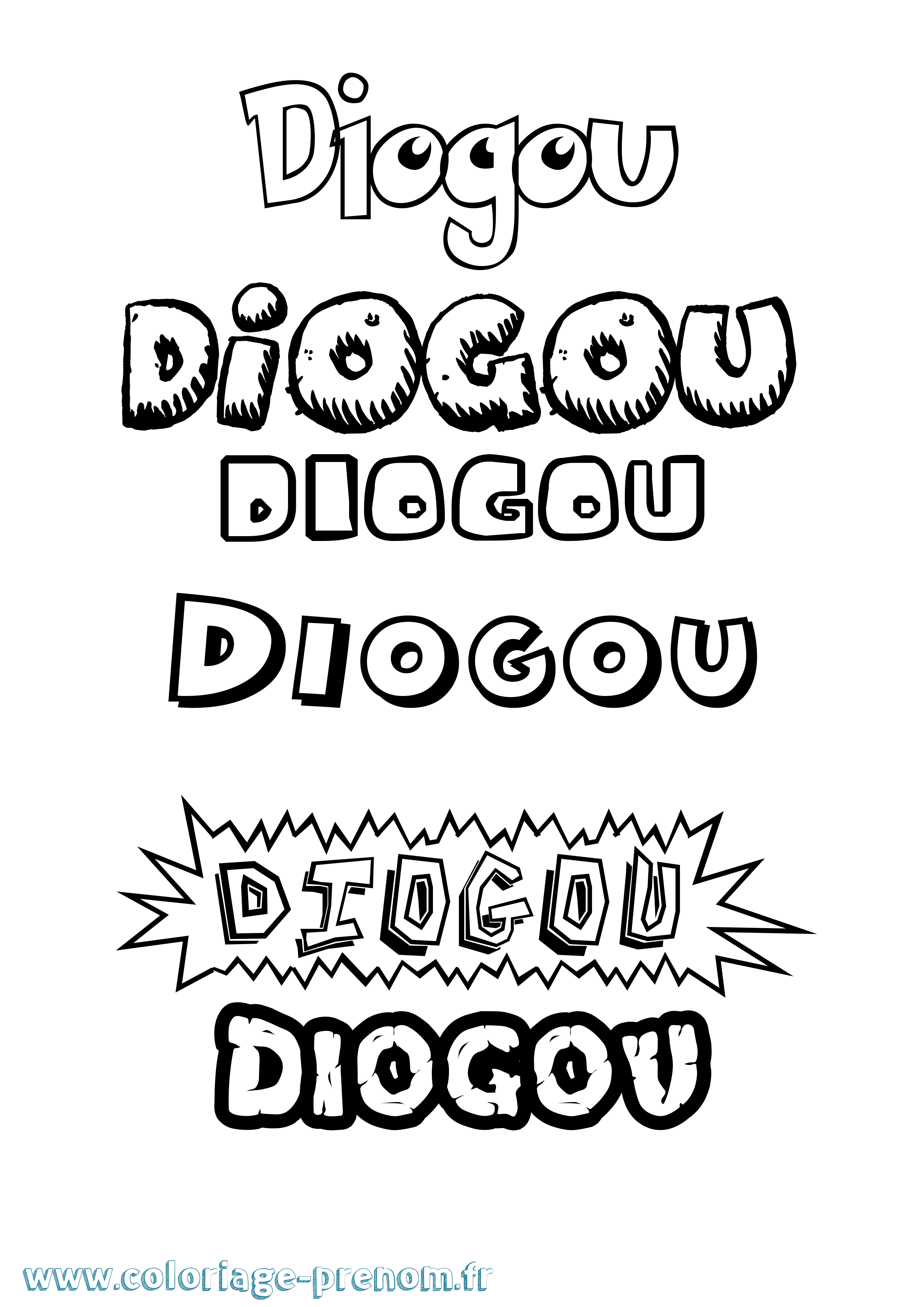 Coloriage Diogou Dessin Animé Coloriage prénom Diogou Dessin Animé