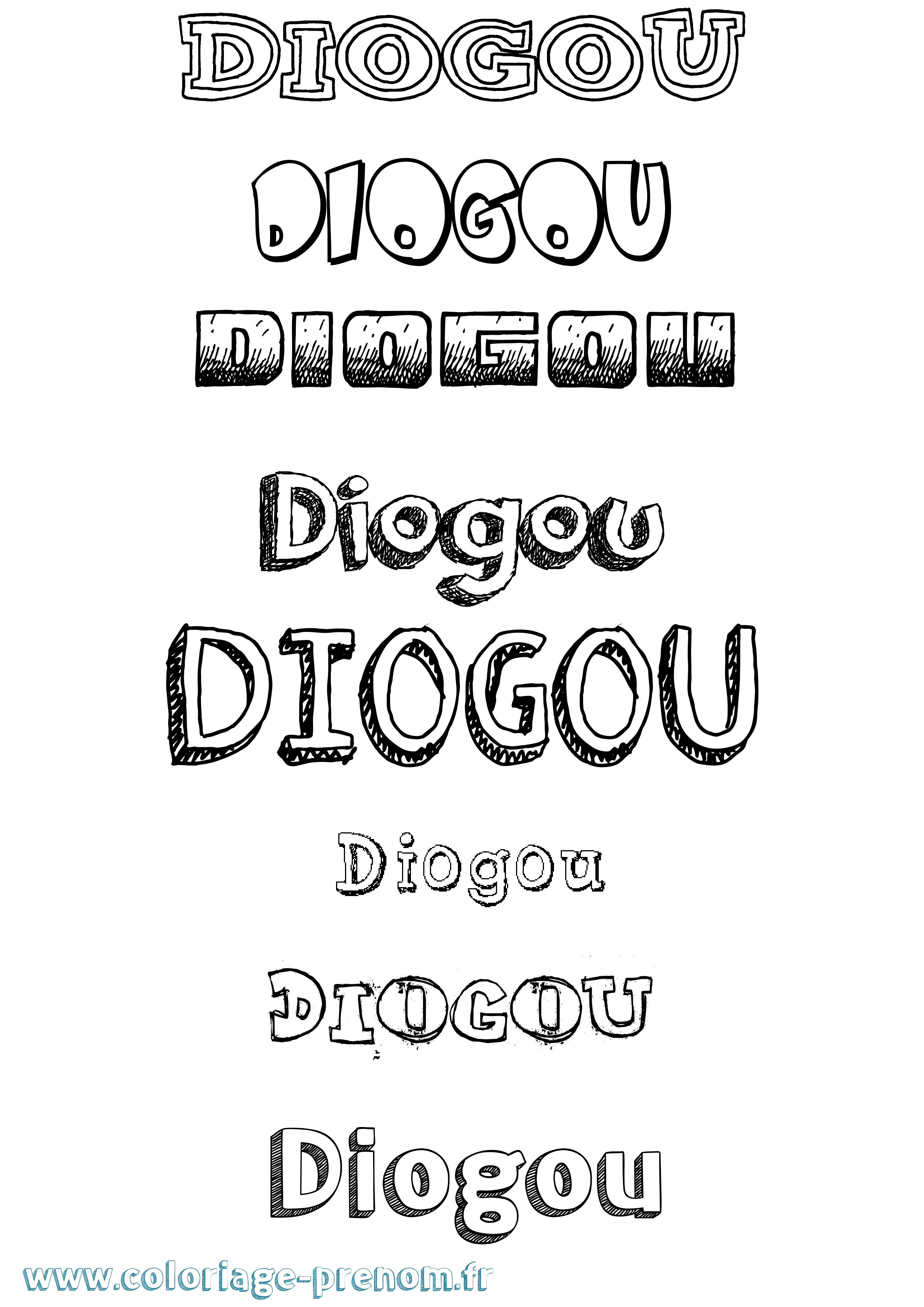 Coloriage Diogou Dessiné Coloriage prénom Diogou Dessiné