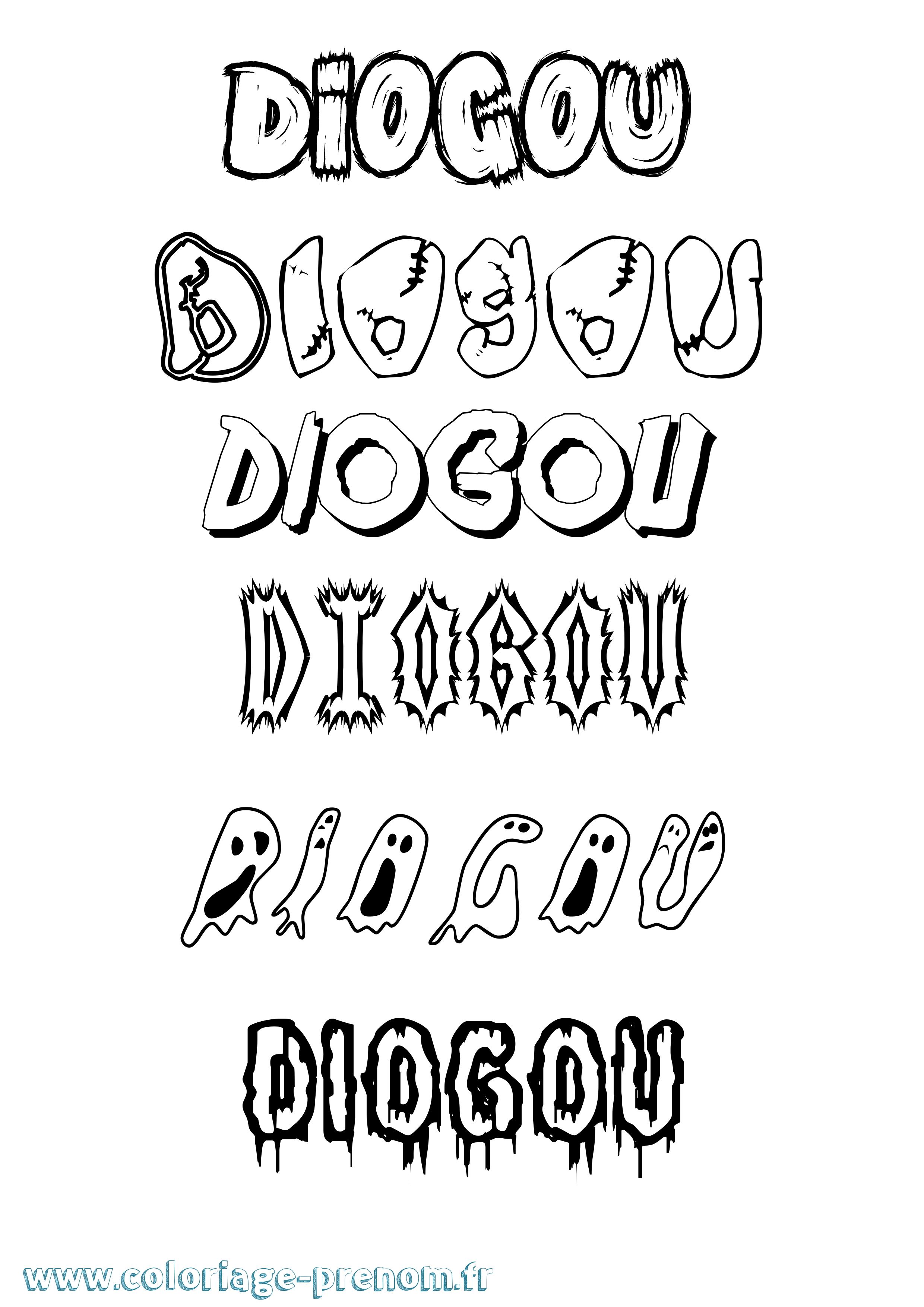 Coloriage Diogou Frisson Coloriage prénom Diogou Frisson