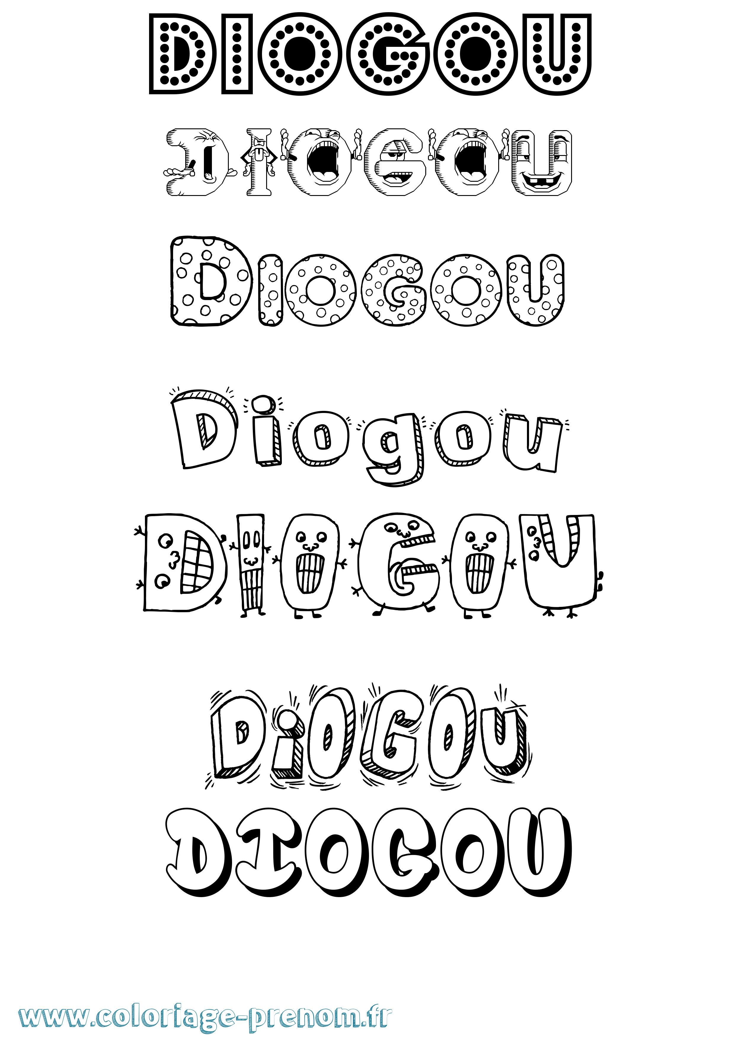 Coloriage Diogou Fun Coloriage prénom Diogou Fun