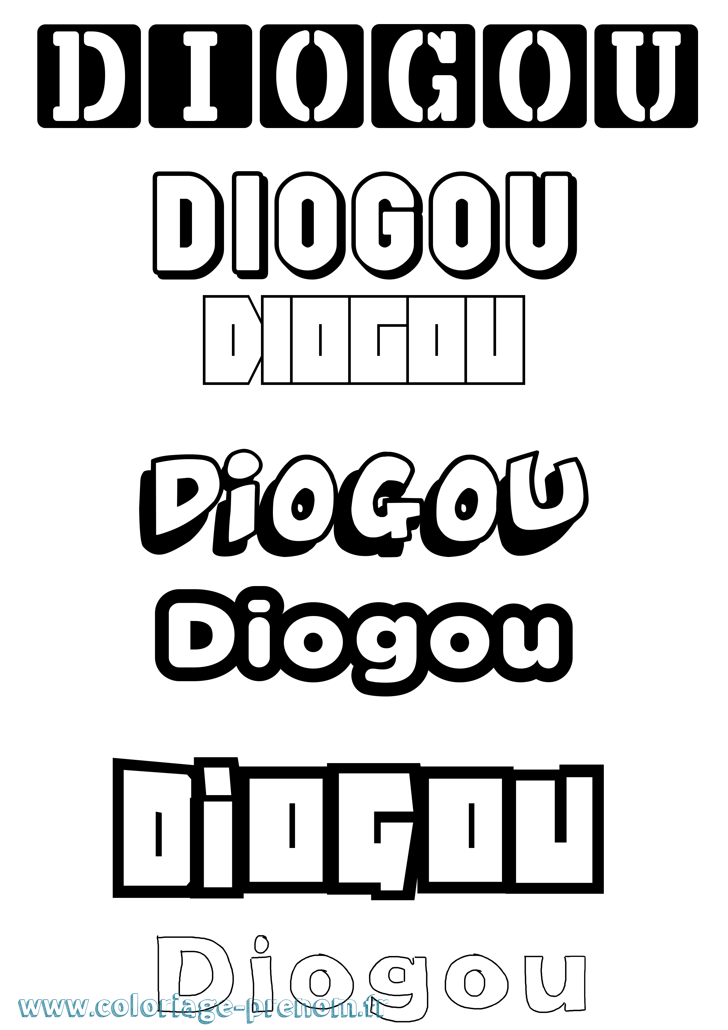 Coloriage Diogou Simple Coloriage prénom Diogou Simple