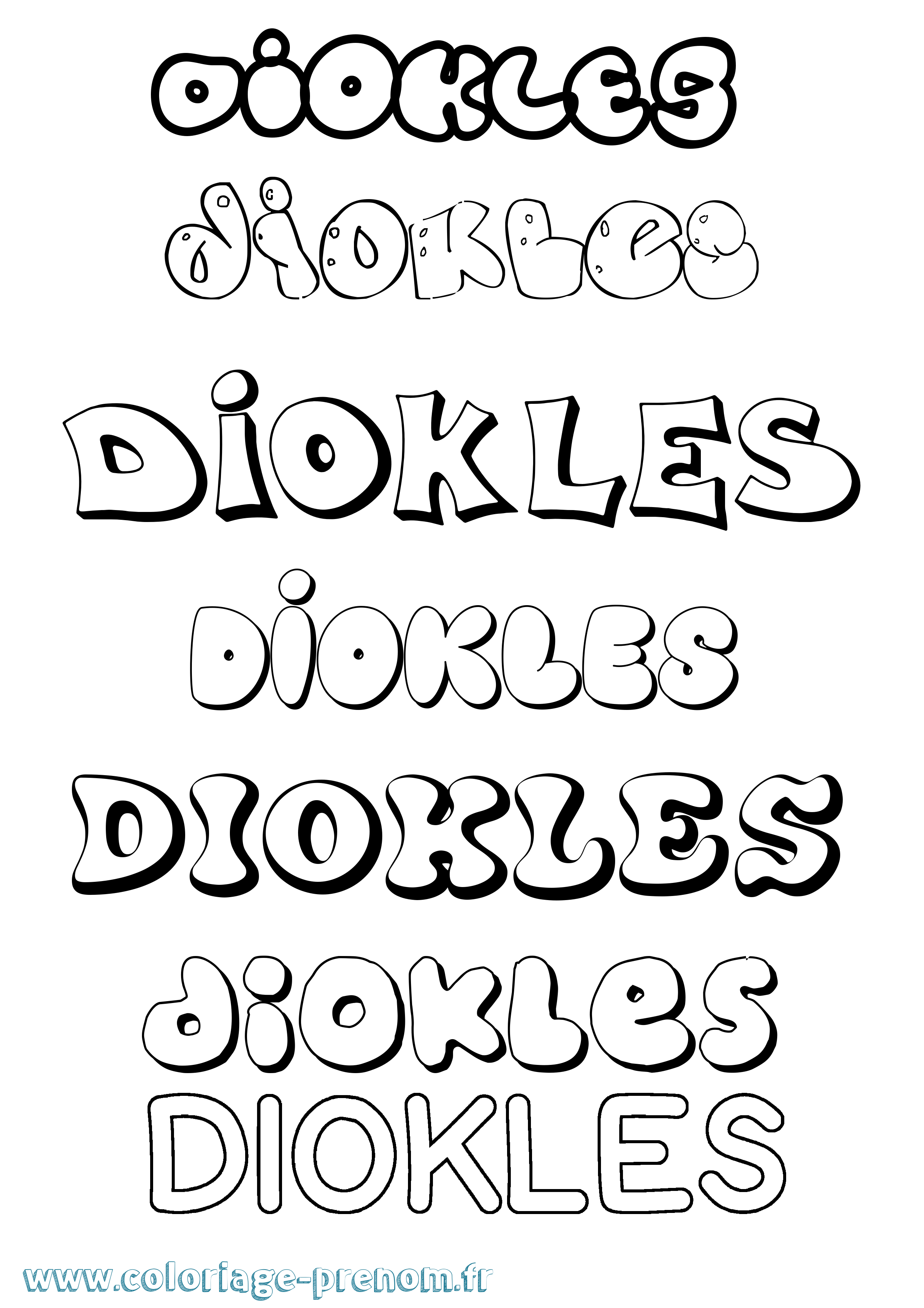 Coloriage Diokles Bubble Coloriage prénom Diokles Bubble