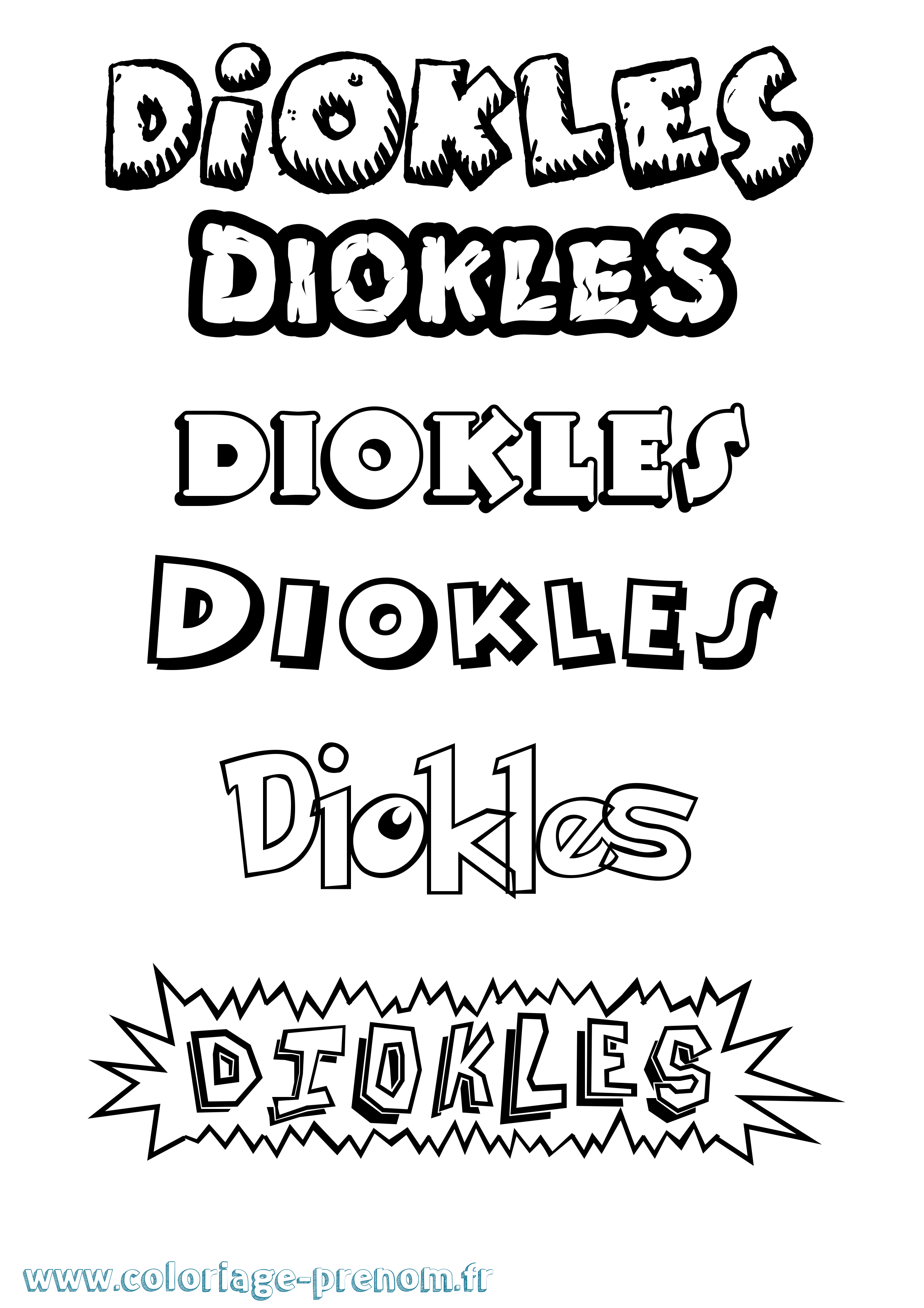 Coloriage Diokles Dessin Animé Coloriage prénom Diokles Dessin Animé