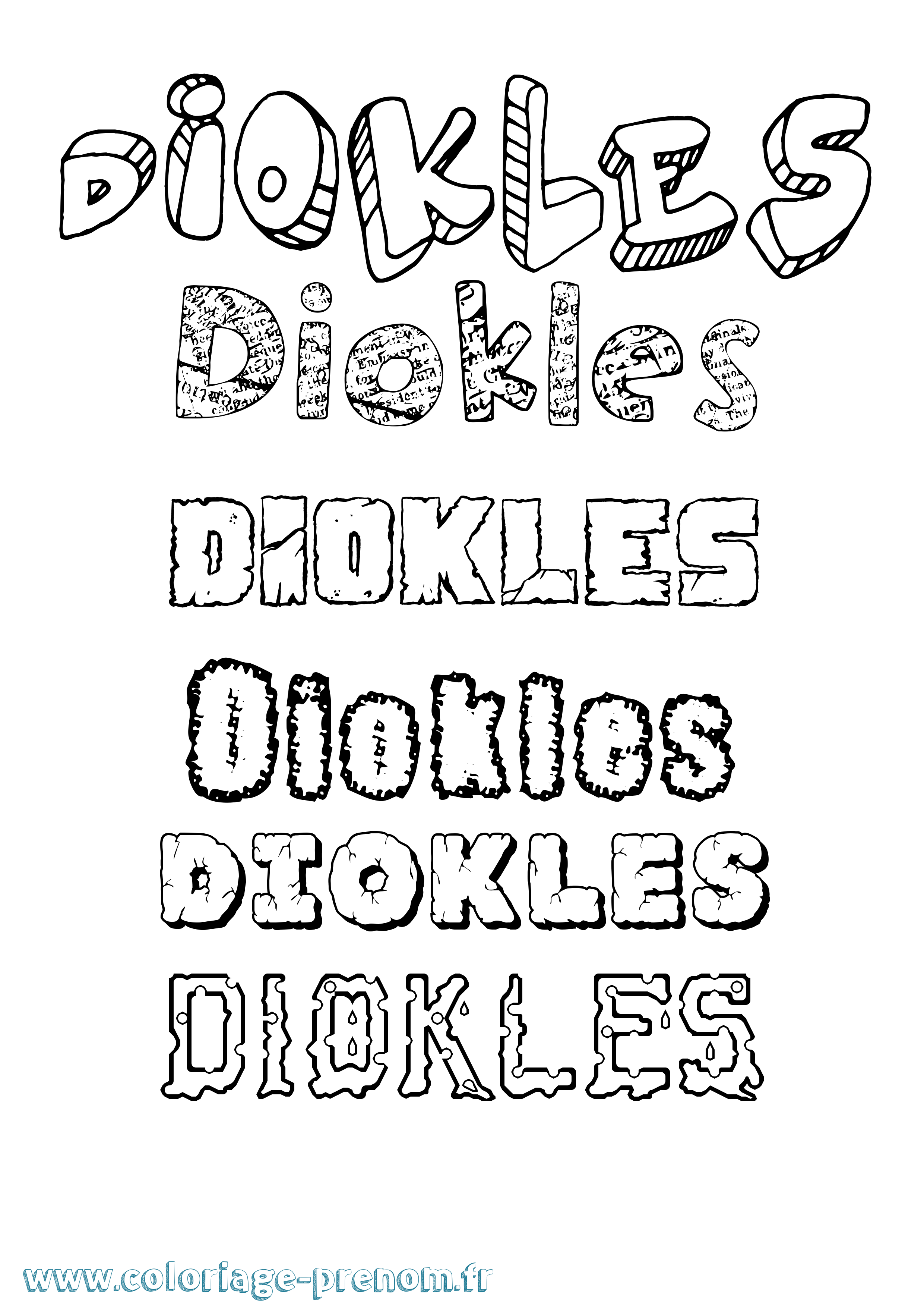 Coloriage Diokles Destructuré Coloriage prénom Diokles Destructuré