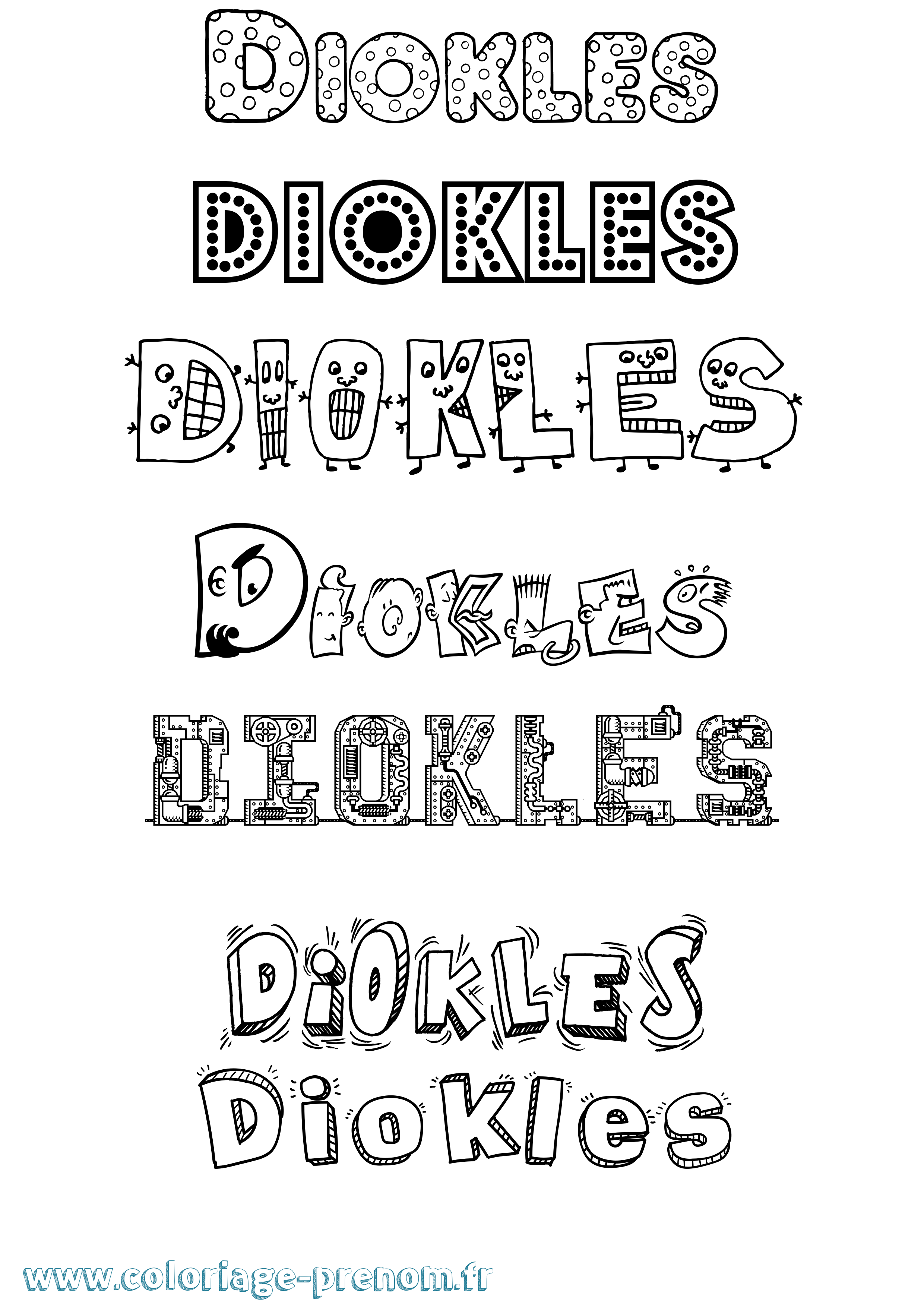 Coloriage Diokles Fun Coloriage prénom Diokles Fun
