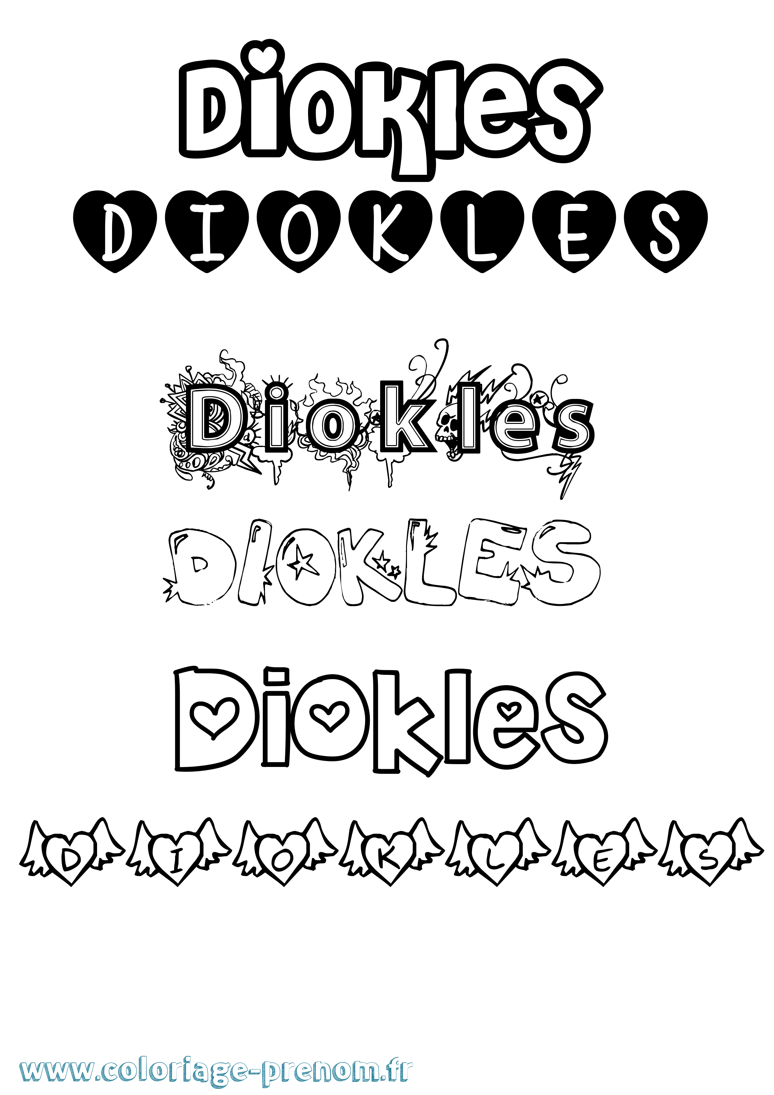 Coloriage Diokles Girly Coloriage prénom Diokles Girly