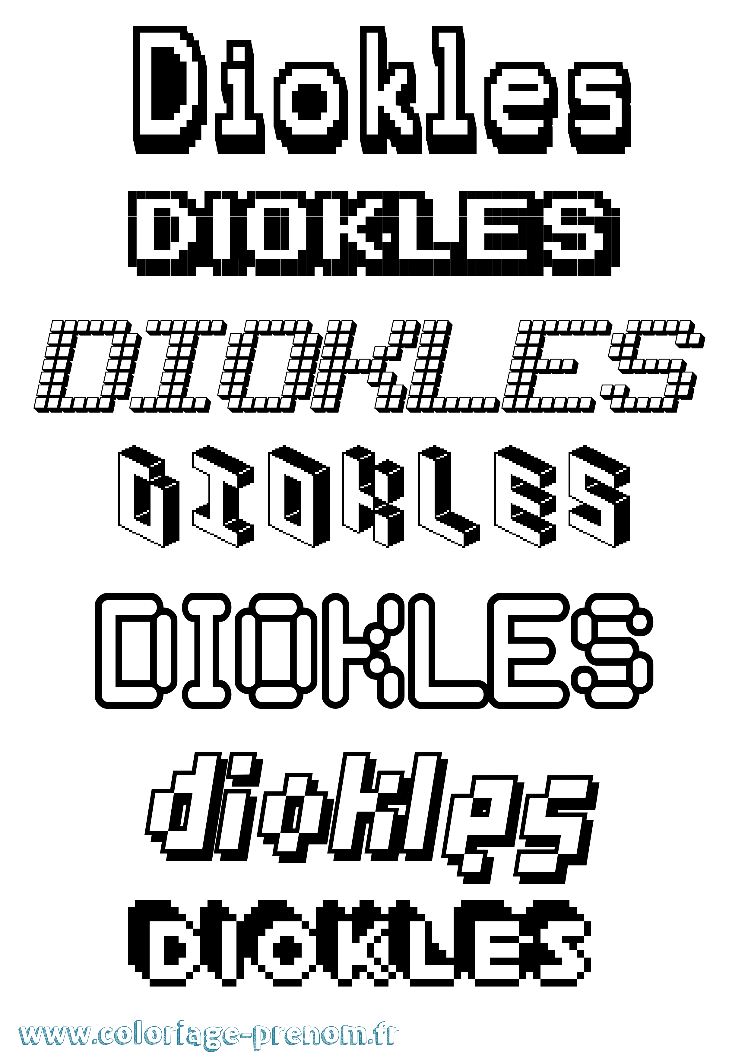 Coloriage Diokles Pixel Coloriage prénom Diokles Pixel