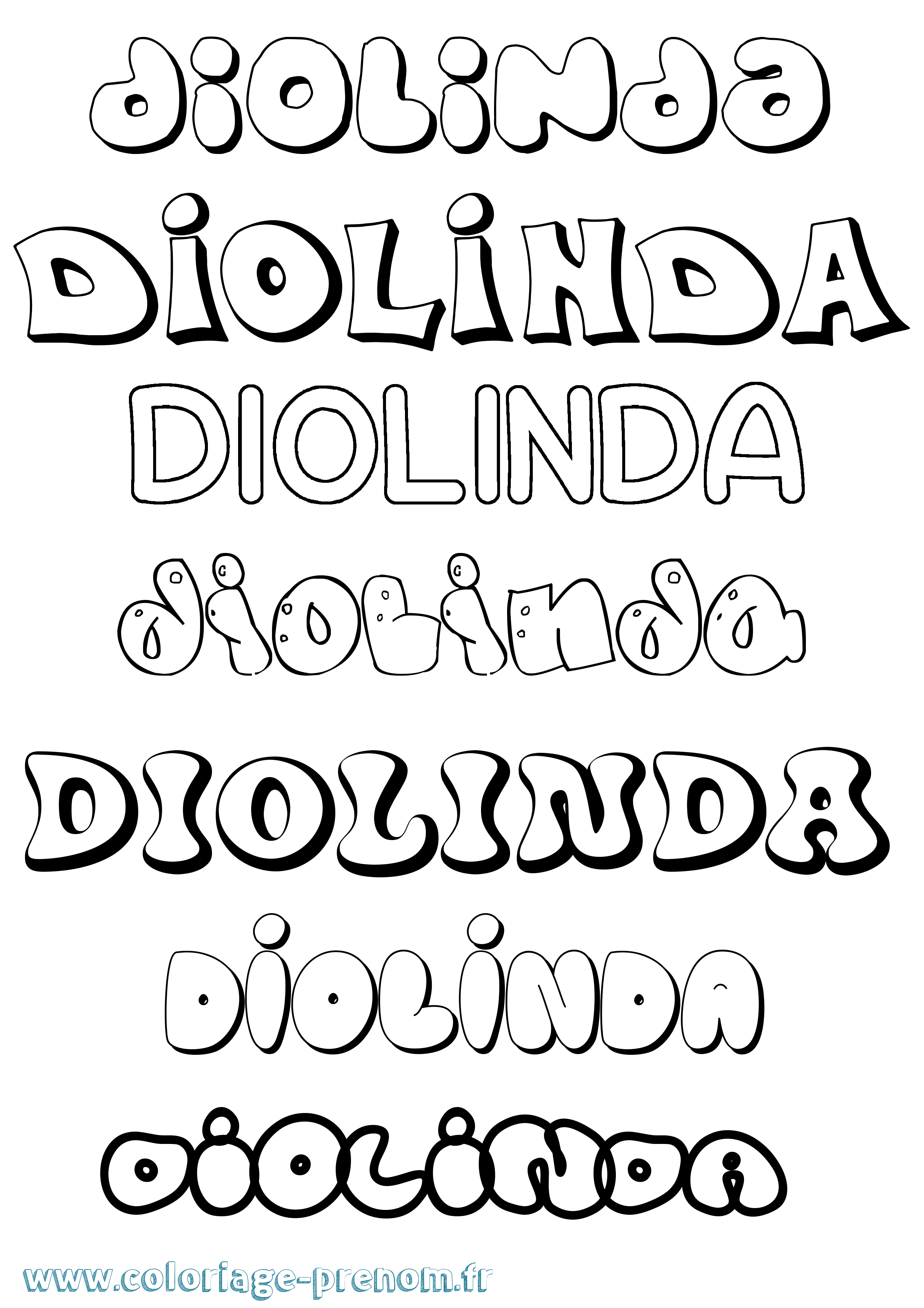 Coloriage Diolinda Bubble Coloriage prénom Diolinda Bubble